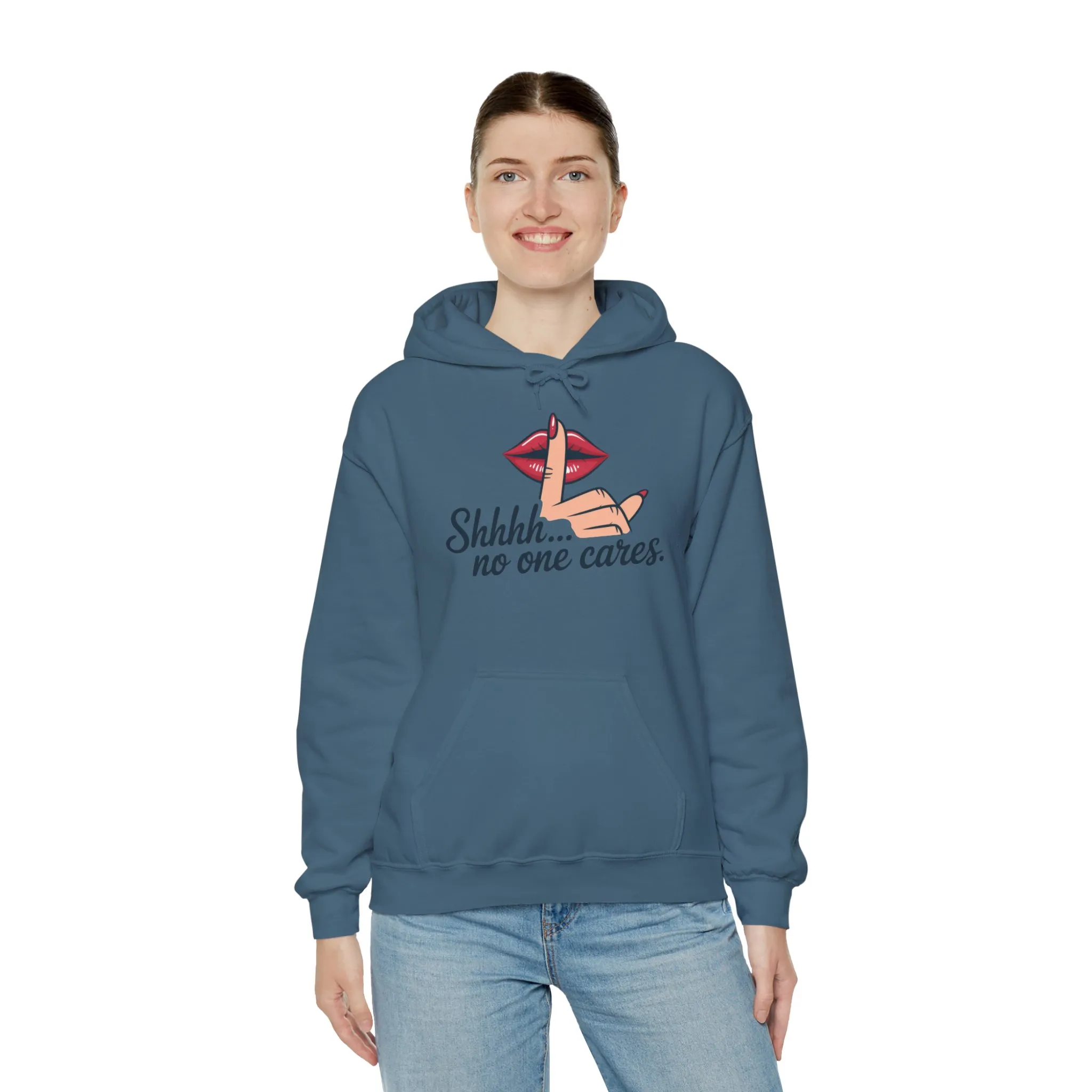Shhh... No One Cares Hoodie, Funny Sweatshirt, Womens Pullover, Casual Wear, Gift for Friends, Cozy Outfit - Image 20