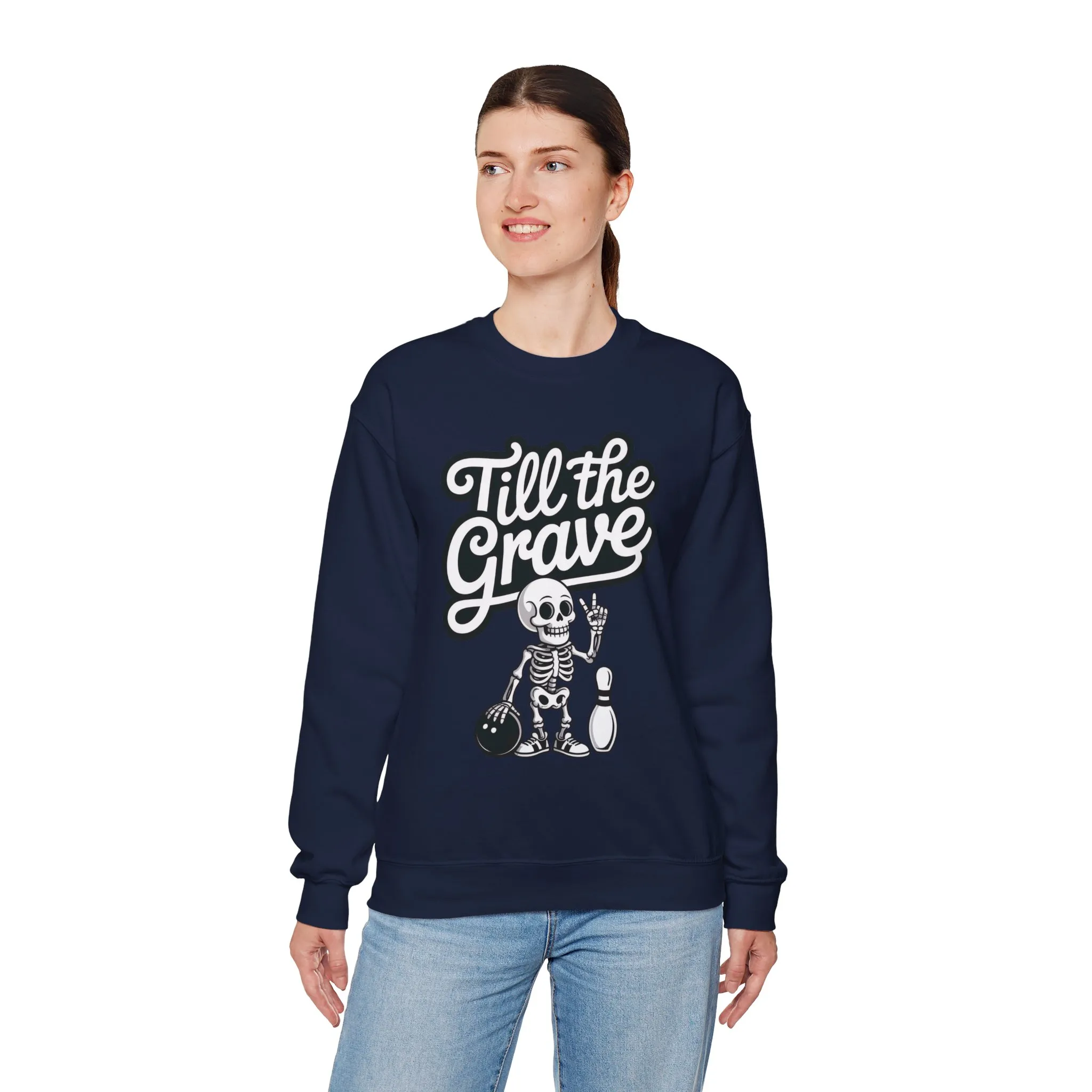 Funny Skeleton Bowling Sweatshirt, Womens Crewneck, Halloween Gift, Casual Wear, Till the Grave Sweatshirt, Bowling Lover Apparel - Image 21