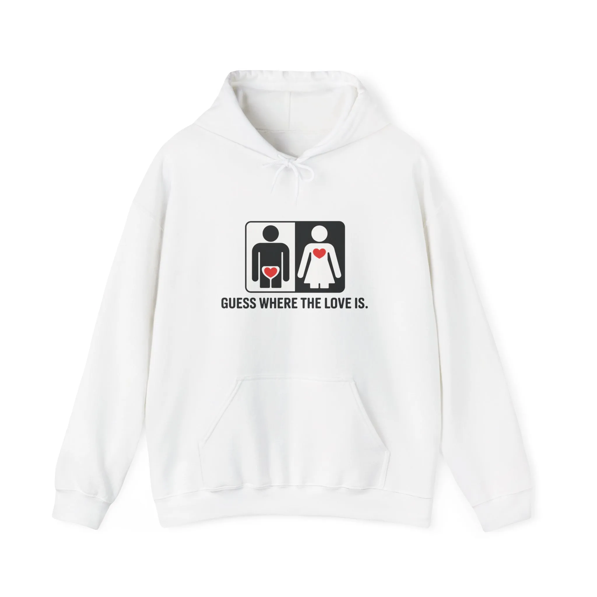 Cute Guess Where The Love Is Mens Hoodie, Sweatshirt for Couples, Valentines Day Gift, Relationship Humor Hoodie, Bold Love Joke Hoodie - Image 5