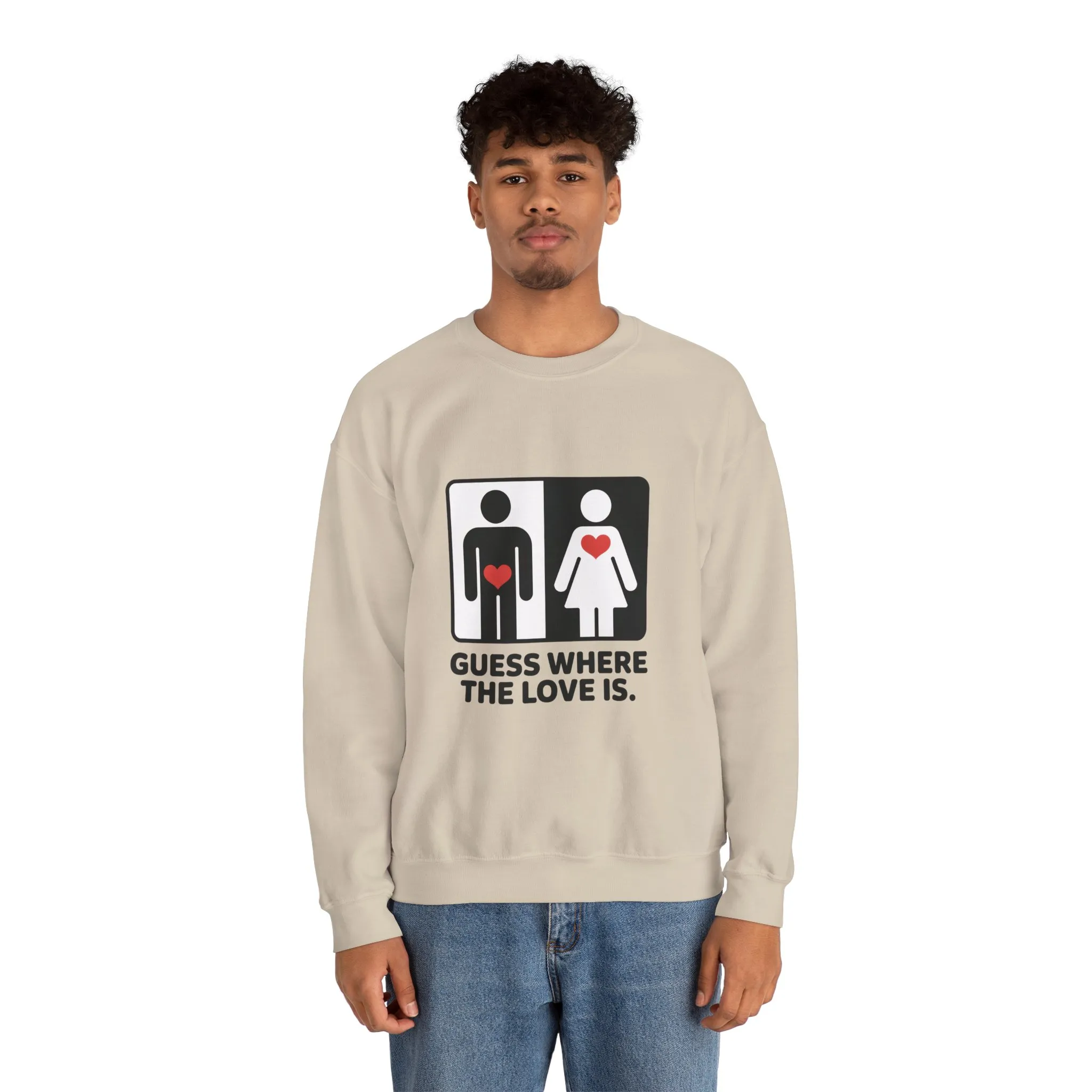 Guess Where the Love Is Mens Crewneck Sweatshirt, Cute Couples Gift, Love Themed Apparel, Valentine's Day Apparel, Relationship Sweatshirt - Image 5