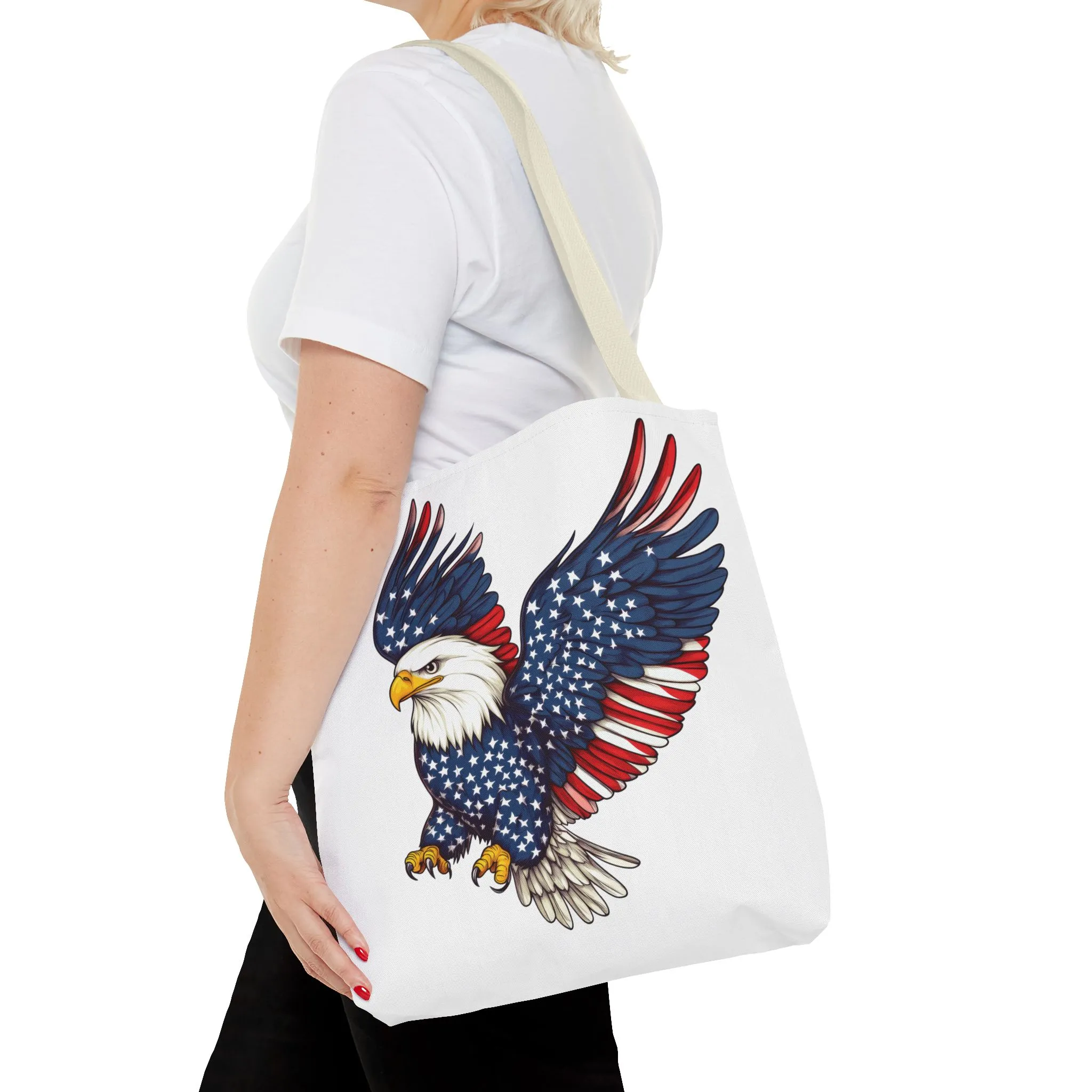 Patriotic Eagle Tote Bag, AOP, Perfect for July 4th, Festivals, Eco-Friendly Shopping, Gift for Nature Lovers, large canvas bag, beach bag - Image 28