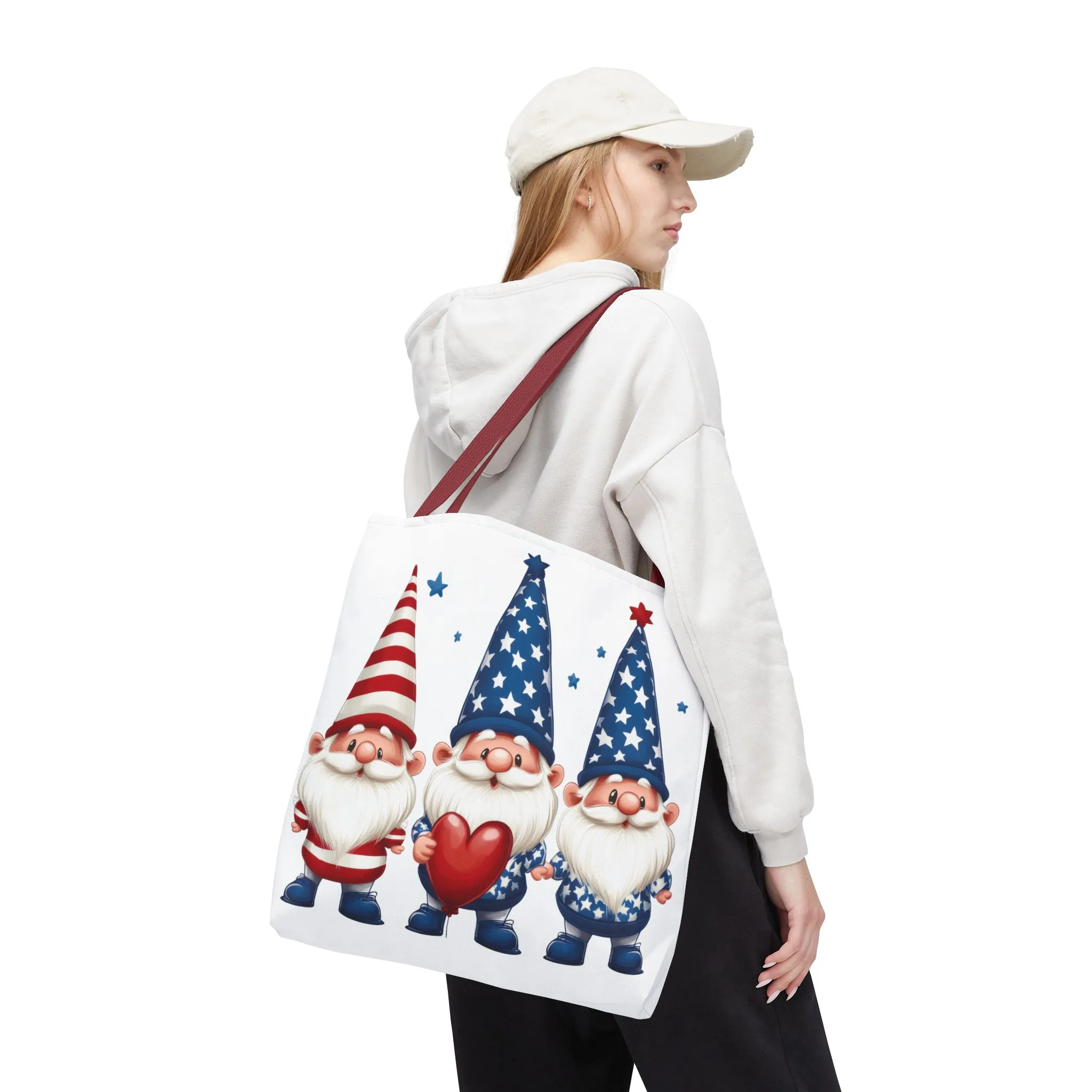 Patriotic Gnome Tote Bag, Stars and Stripes Reusable Grocery Bag, Cute Gnome Summer Bag, Holiday Gift Tote, Eco-Friendly Shopping Bag - Image 5