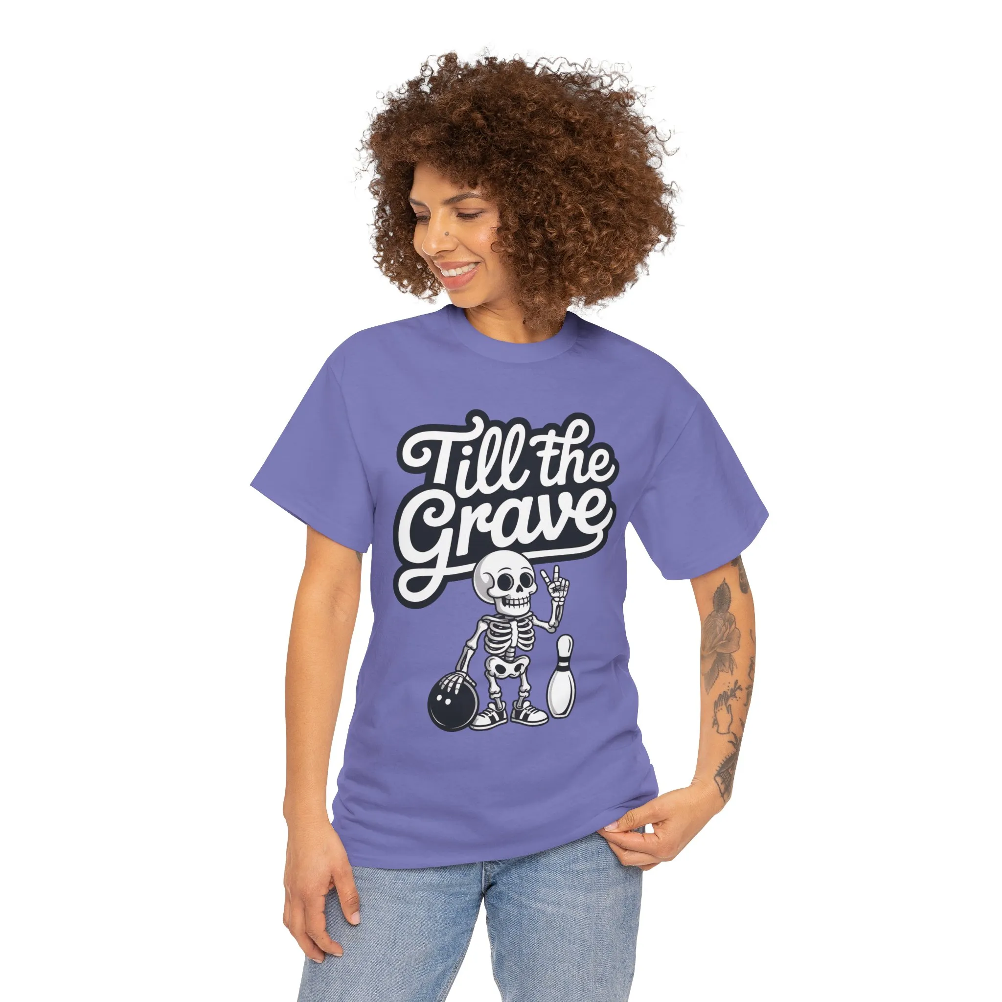 Funny Skeleton Bowling Womens Tee, Till the Grave, Funny Shirt, Halloween Gift, Skull Graphic, Casual Wear, Sporty Style - Image 20