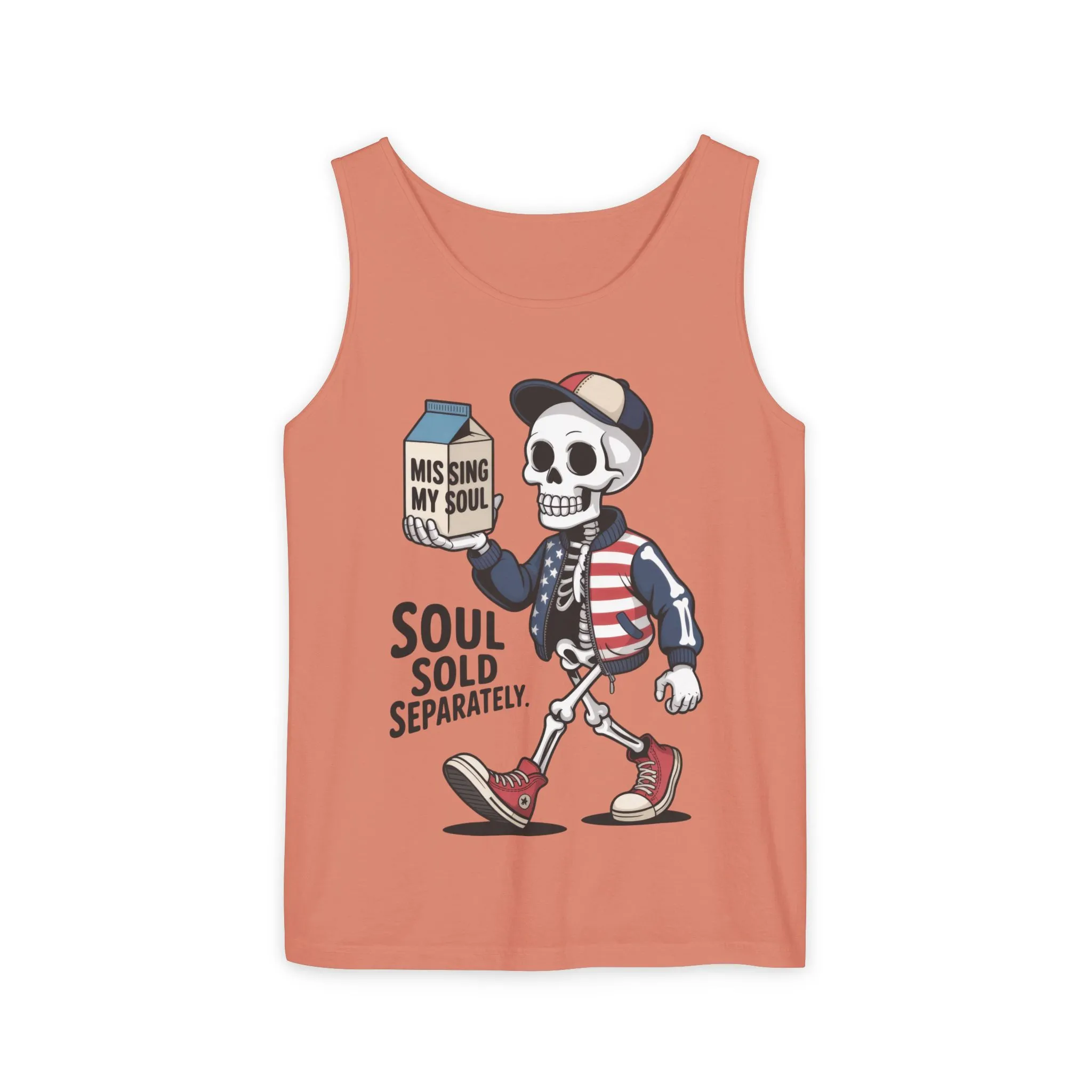 Funny Skeleton Tank Top, Soul Sold Separately Muscle Tee, Missing My Soul Graphic Shirt, Gothic Streetwear Workout Top - Image 3