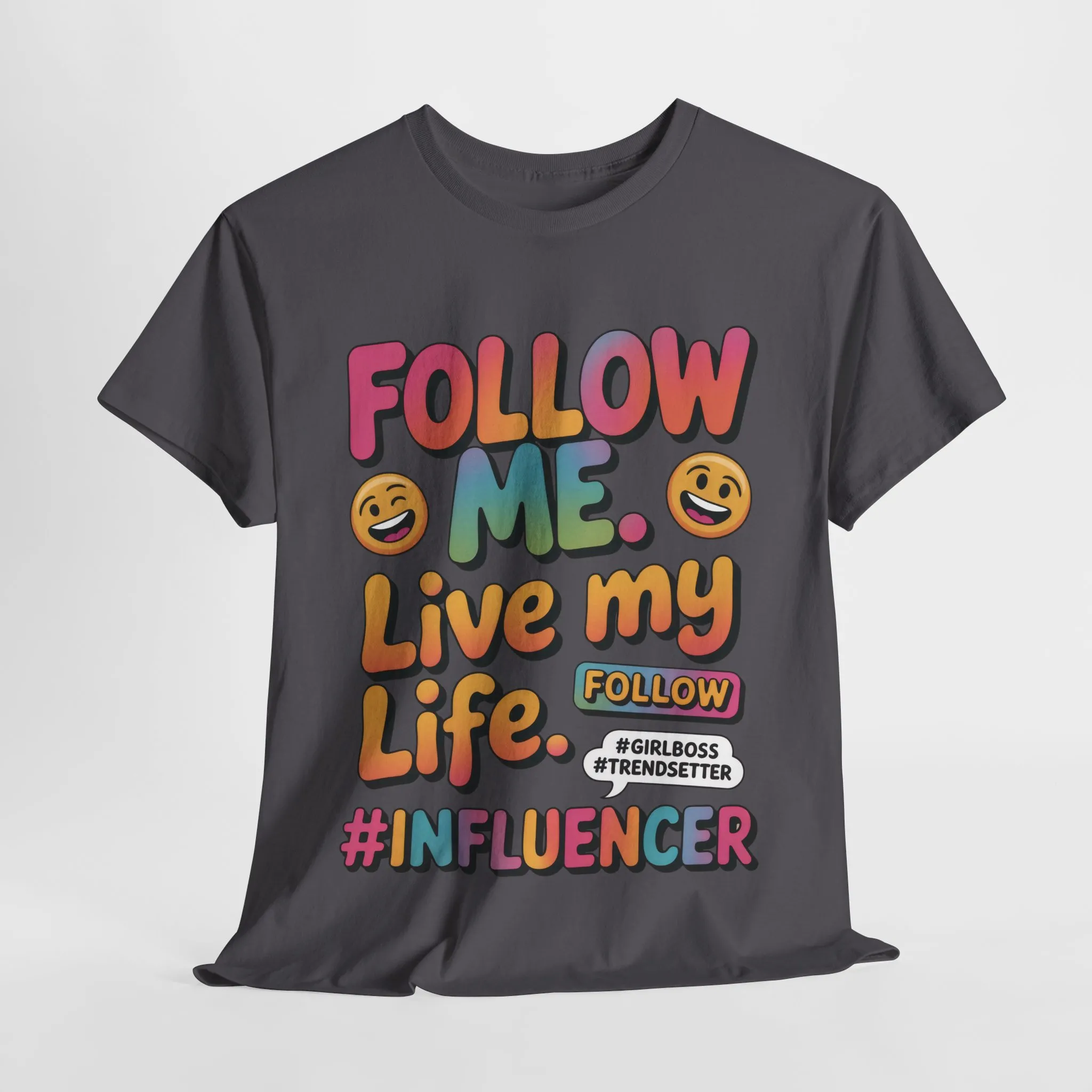 Womens Heavy Cotton Tee, Influencer Graphic Tee, Follow Me Live My Life Shirt, Colorful Trendy GirlBoss T-Shirt, Trendsetter Summer Wear - Image 18
