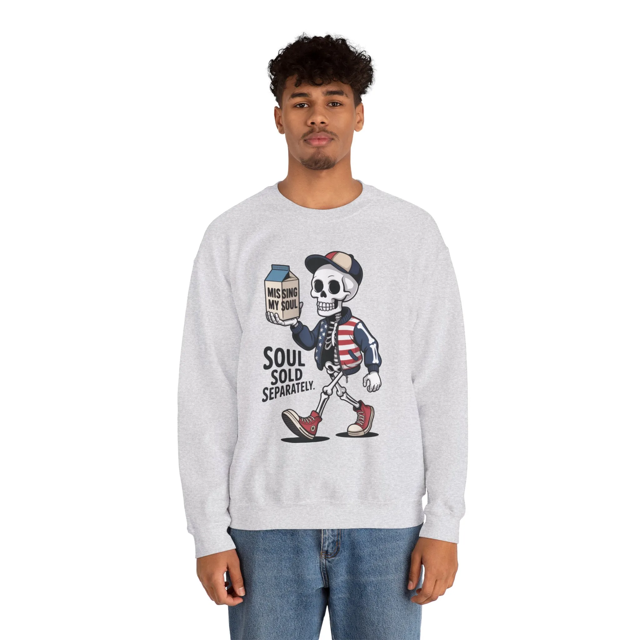 Skeleton Graphic Sweatshirt, Soul Sold Separately Pullover, Funny Gothic Streetwear, Missing My Soul Skull Hoodie Alternative - Image 5