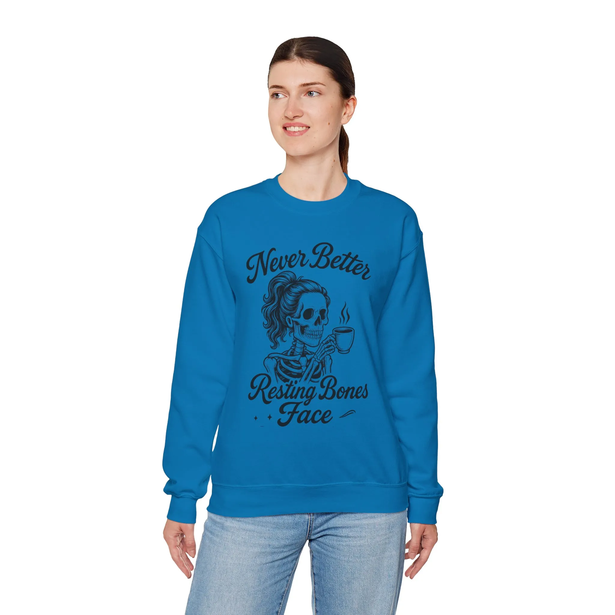 Skull Coffee Lovers Crewneck Sweatshirt, Womens, Perfect for Halloween, Cozy Outfit, Gift for Friends, Relaxing Days, Coffee Enthusiasts - Image 21