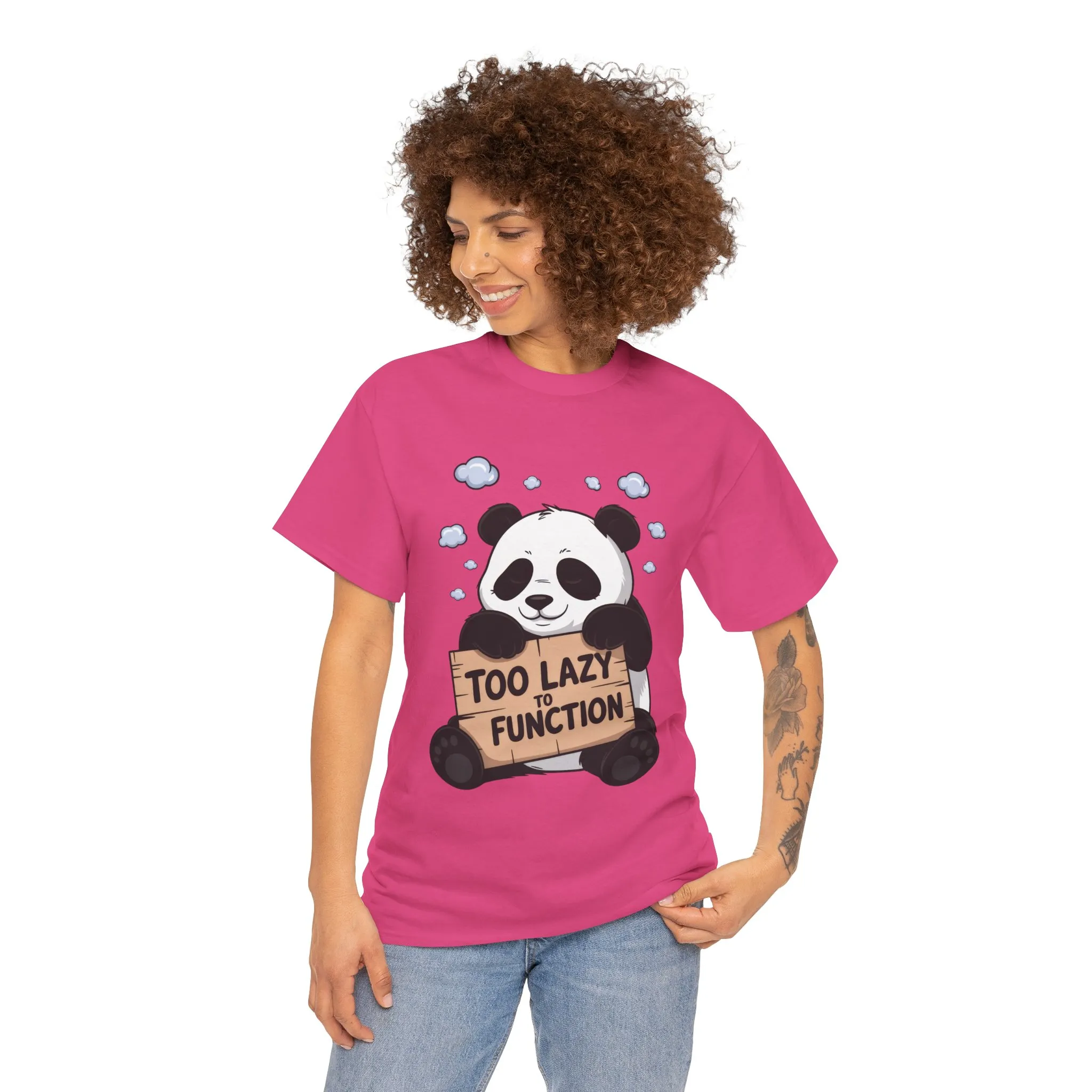 Too Lazy to Function Panda Tee, Unisex Cotton T-Shirt, Funny Shirt, Casual Wear, Gift for Sloth Lovers, Relaxed Vibe - Image 26