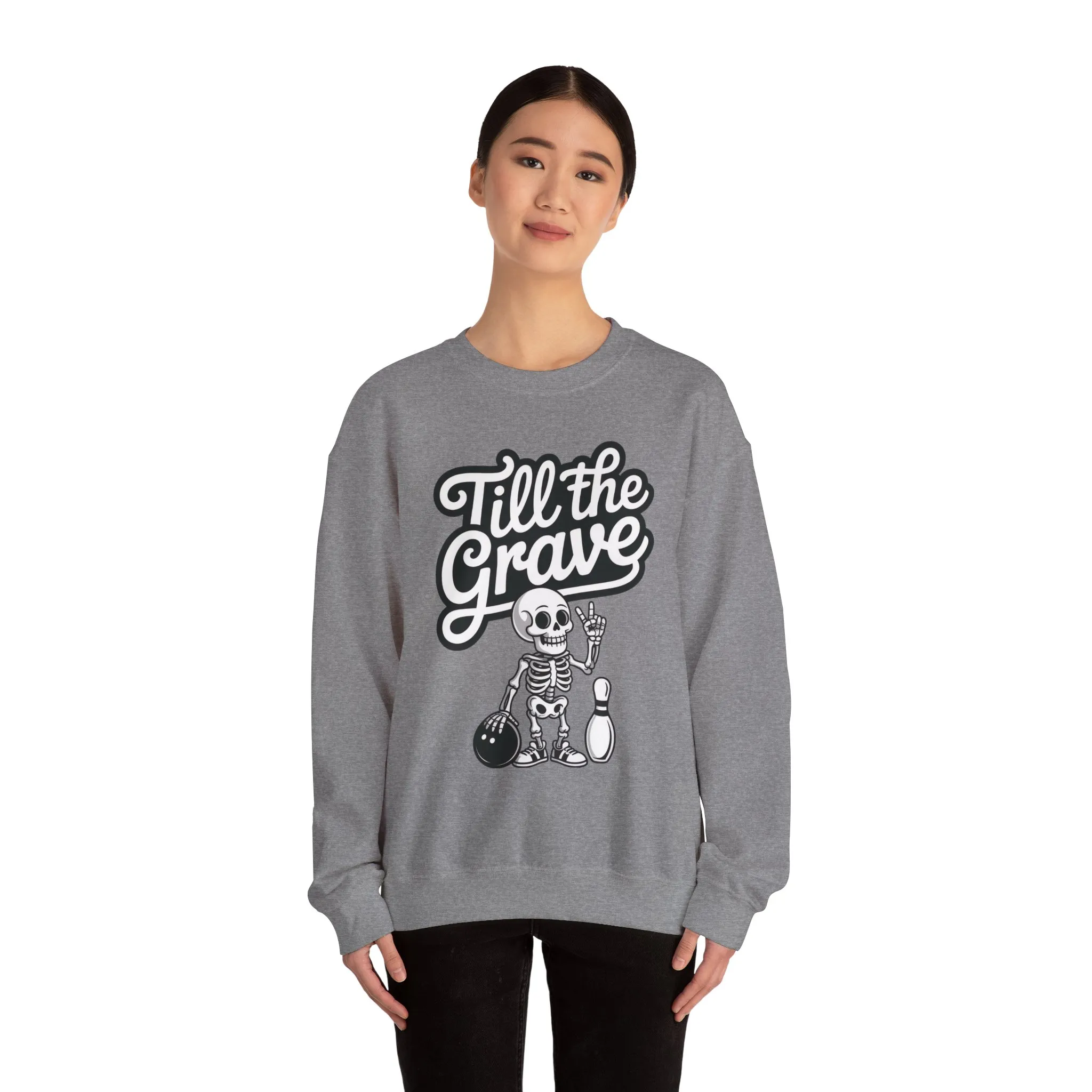 Funny Skeleton Bowling Sweatshirt, Womens Crewneck, Halloween Gift, Casual Wear, Till the Grave Sweatshirt, Bowling Lover Apparel - Image 8