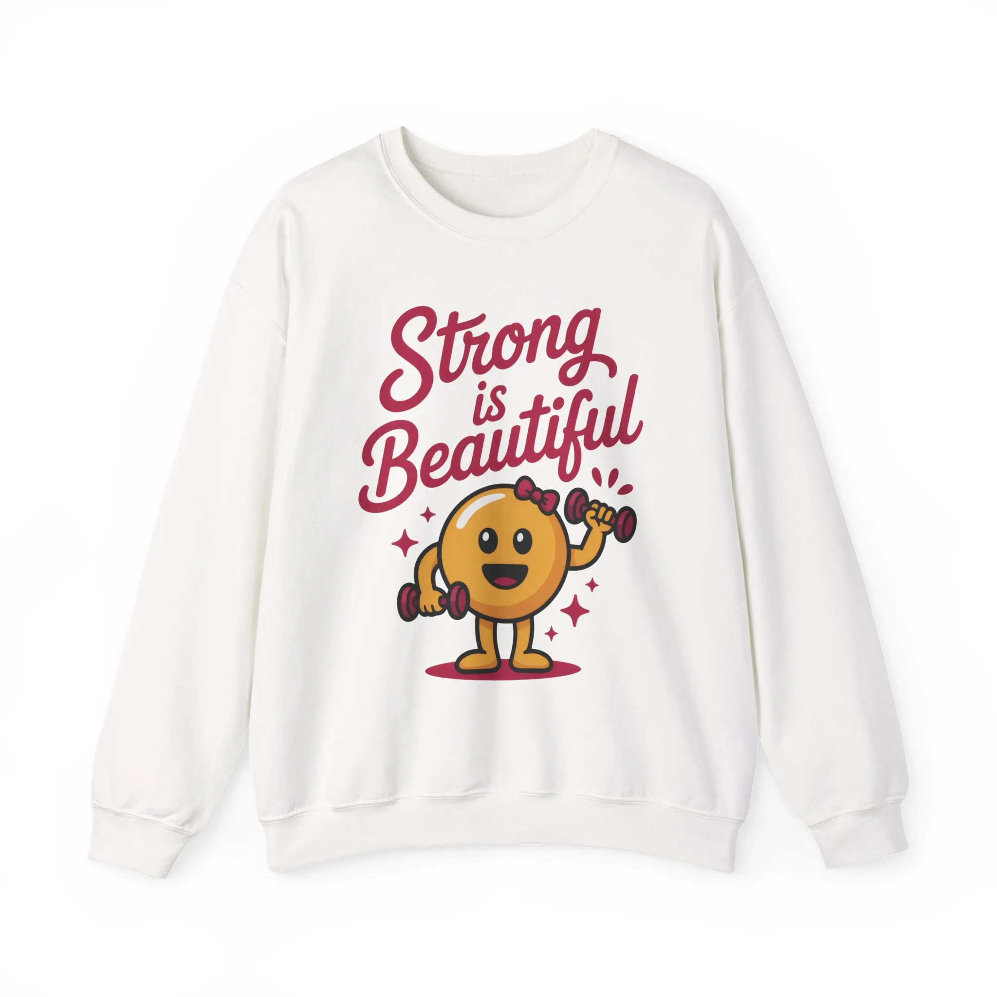 Strong is Beautiful Womens Crewneck Sweatshirt, Cute Fitness Graphic Pullover, Gym and Workout Motivation Sweater, Gift for Fitness Lovers - Image 2