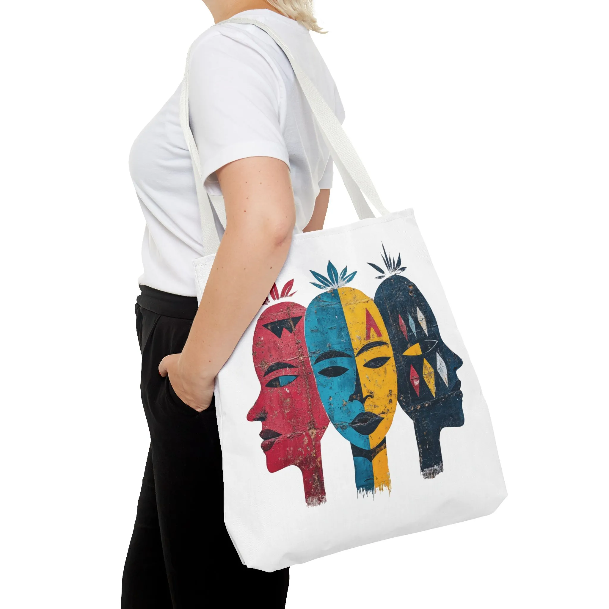 Artistic Tote Bag with Abstract Faces - Bohemian Style, Eco-Friendly Shopping Bag, Gift for Art Lovers, Unique Beach Bag, Festival Accessory - Image 29
