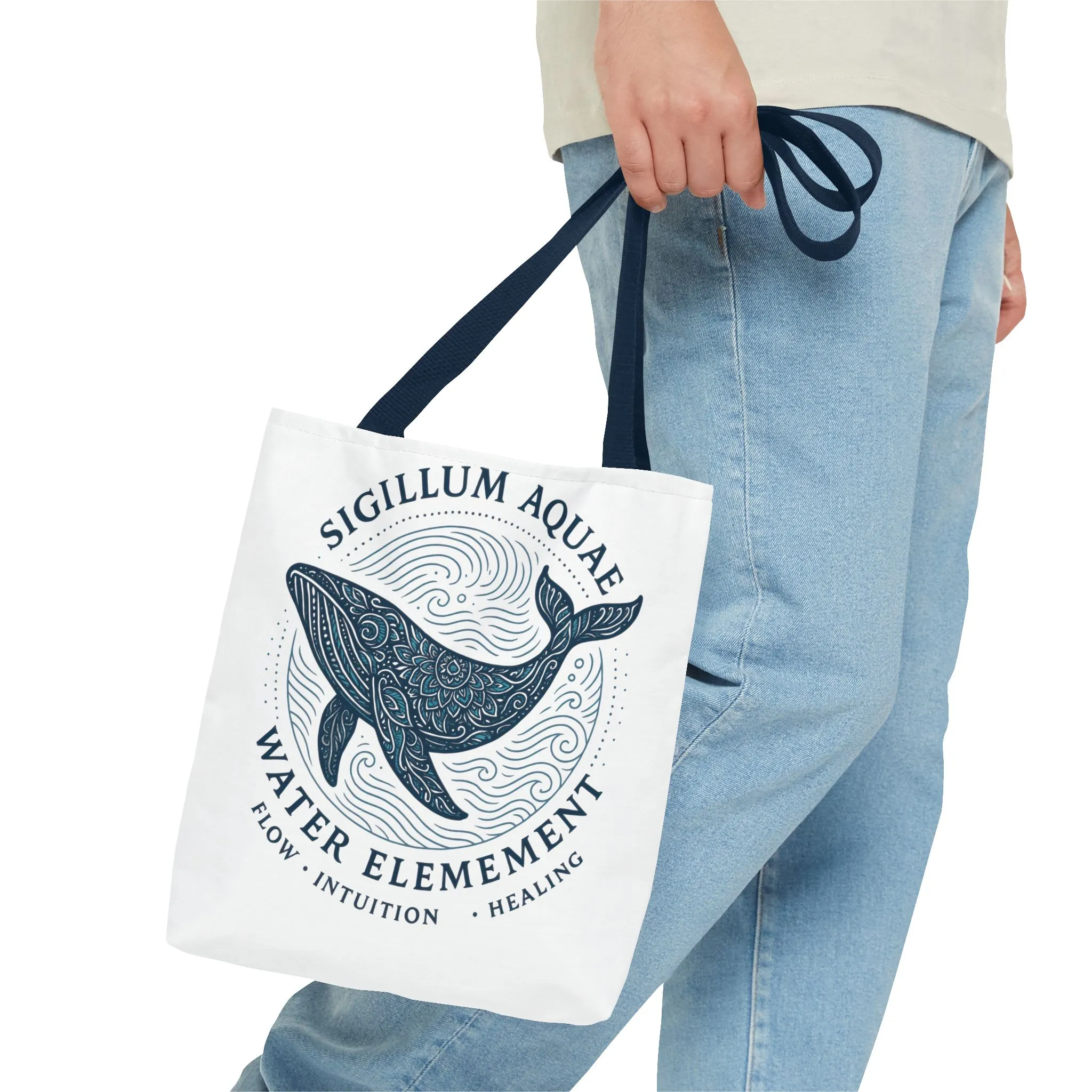 Whale Water Element Tote Bag: Spiritual Gift, Eco-Friendly, Beach Bag, Yoga Accessories, Meditation Essentials, Weekender Bag, Large Bag - Image 8