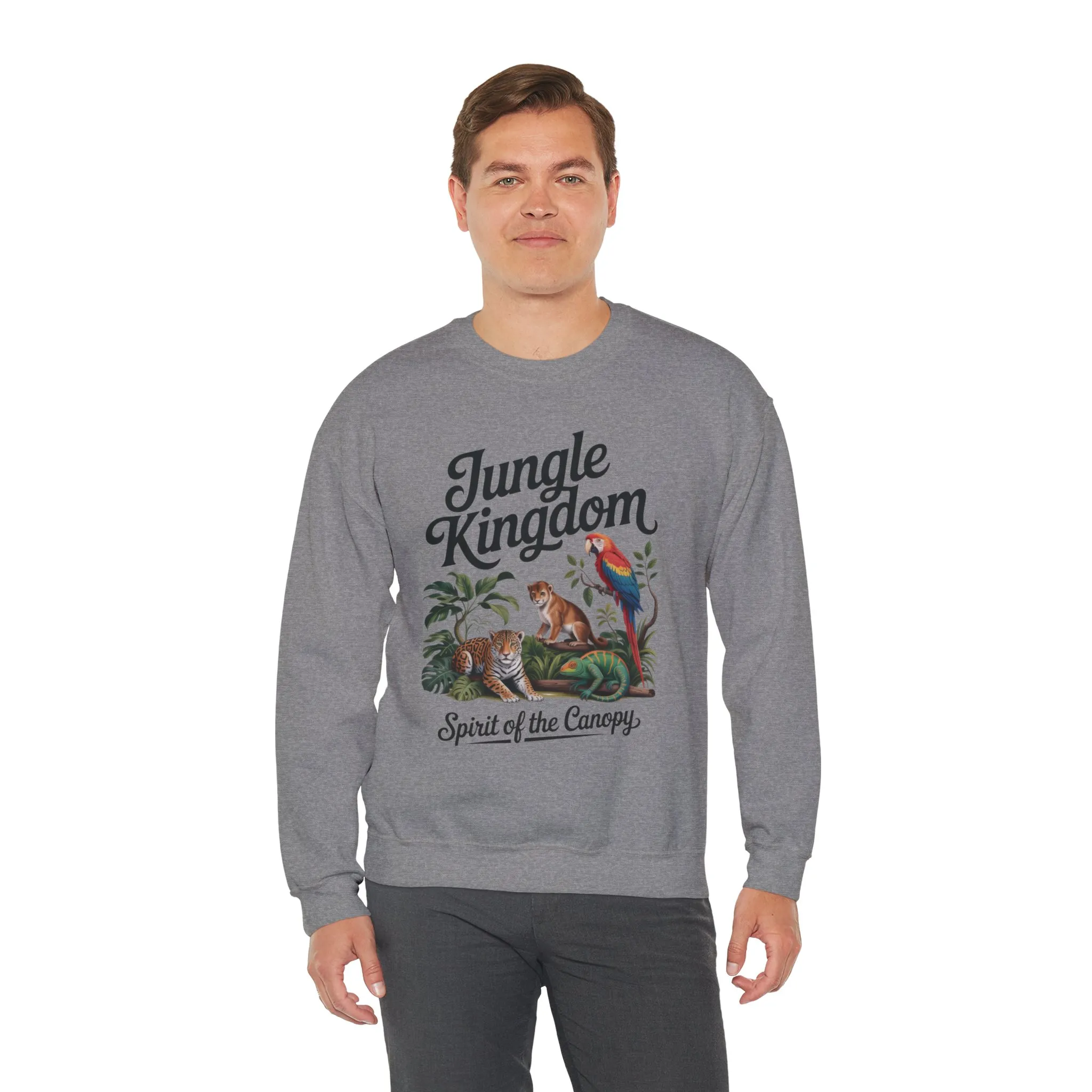 Jungle Kingdom Mens Sweatshirt, Cozy Jungle Crewneck, Nature Lover Gift, Wildlife Artwork, Eco-Conscious Apparel, Animal Enthusiast Clothing - Image 15