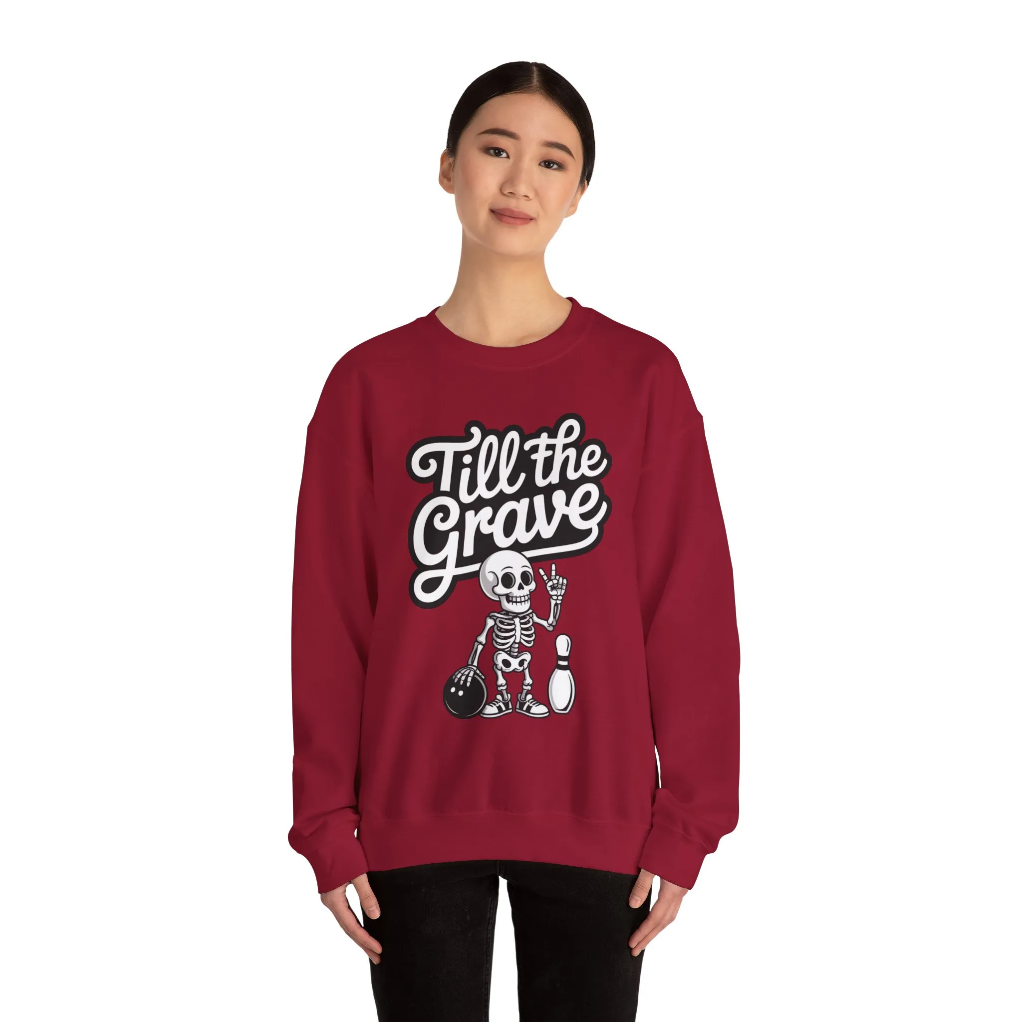 Funny Skeleton Bowling Sweatshirt, Womens Crewneck, Halloween Gift, Casual Wear, Till the Grave Sweatshirt, Bowling Lover Apparel - Image 29