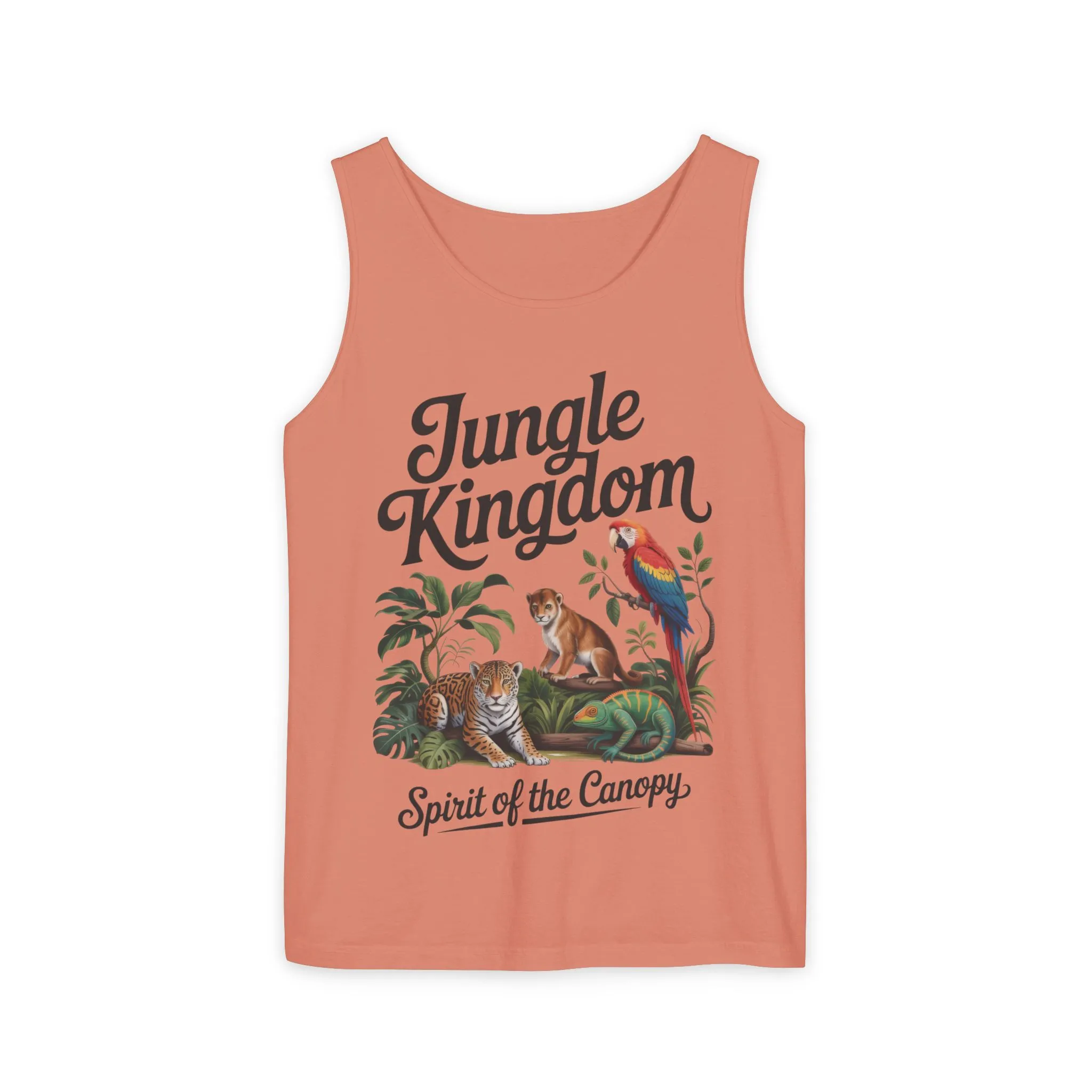 Jungle Kingdom Tank Top, Mens Garment-Dyed Sleeveless Shirt, Spirit of the Canopy Tee, Summer Outfit, Eco-Friendly Casual Wear - Image 19