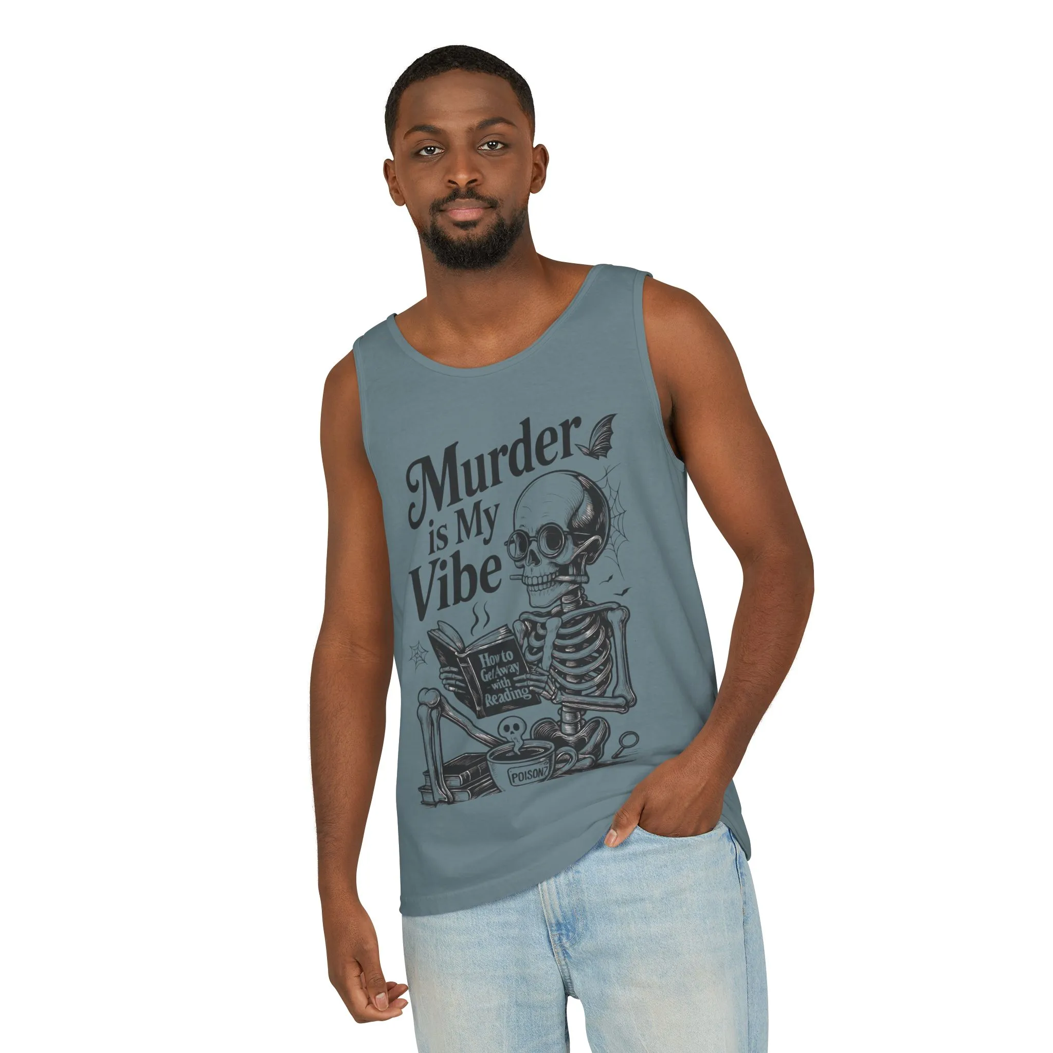 Murder Is My Vibe Tank Top, Mens Goth Tank, Halloween Clothing, Skeleton Graphic Tee, Cozy Casual Wear, Quirky Gift Idea - Image 26