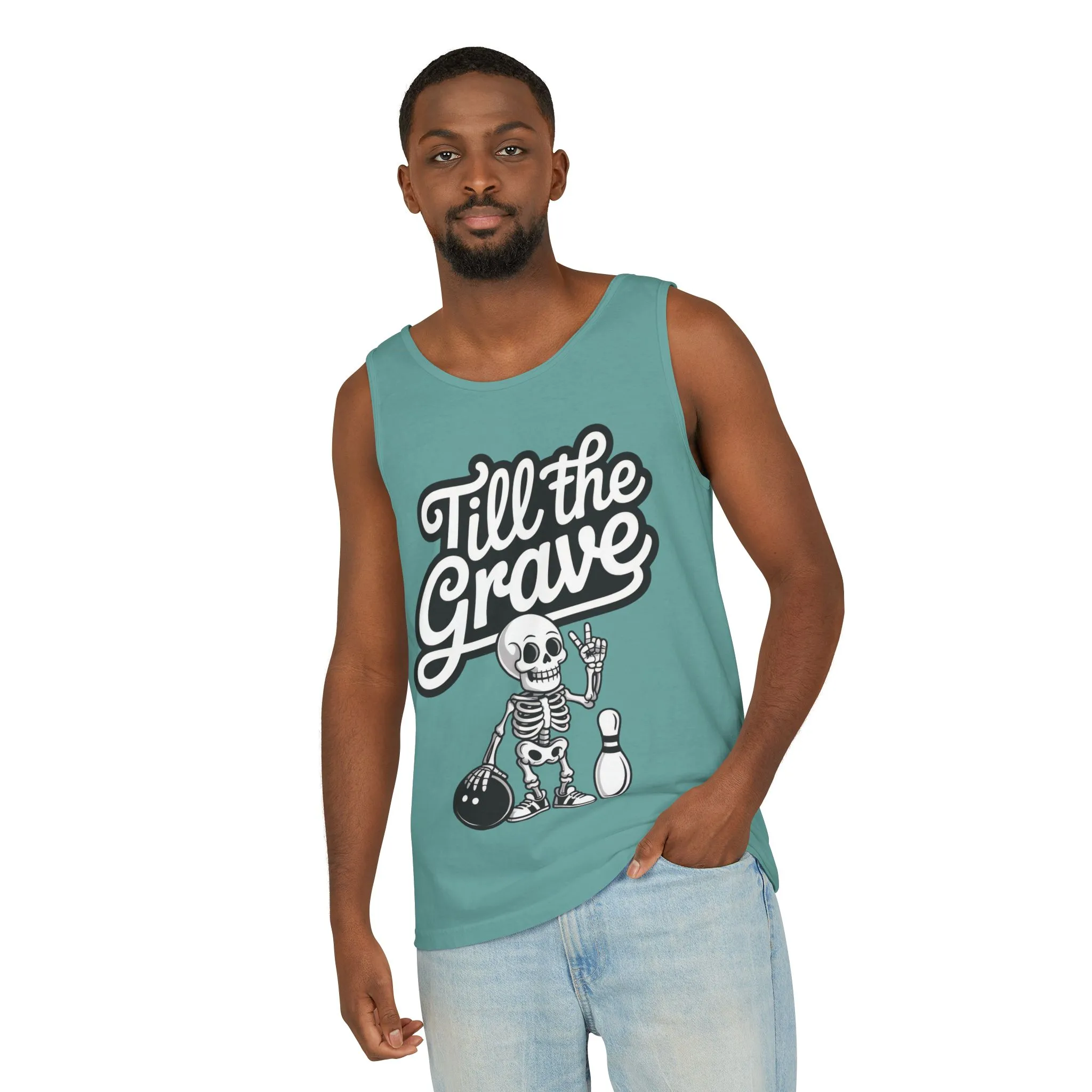 Funny Skeleton Bowling Tank Top, Halloween Apparel, Casual Summer Style, Cool Bowler Skull Workout Top, Strike Till the End - Image 8