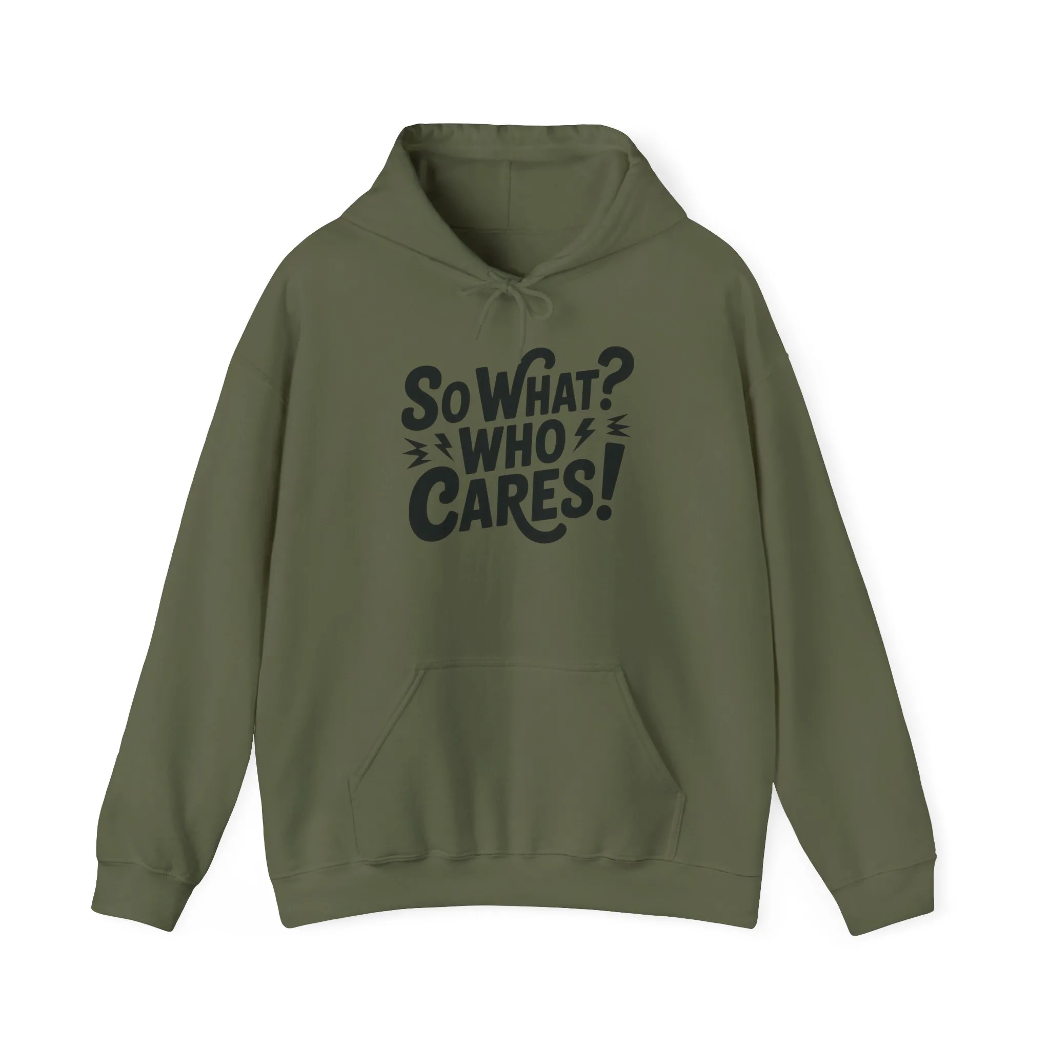 So What? Who Cares! Funny Mens Hoodie, Bold Statement Design, Lightning Graphic Pullover, Rebellious Urban Humor, Funny Streetwear - Image 5
