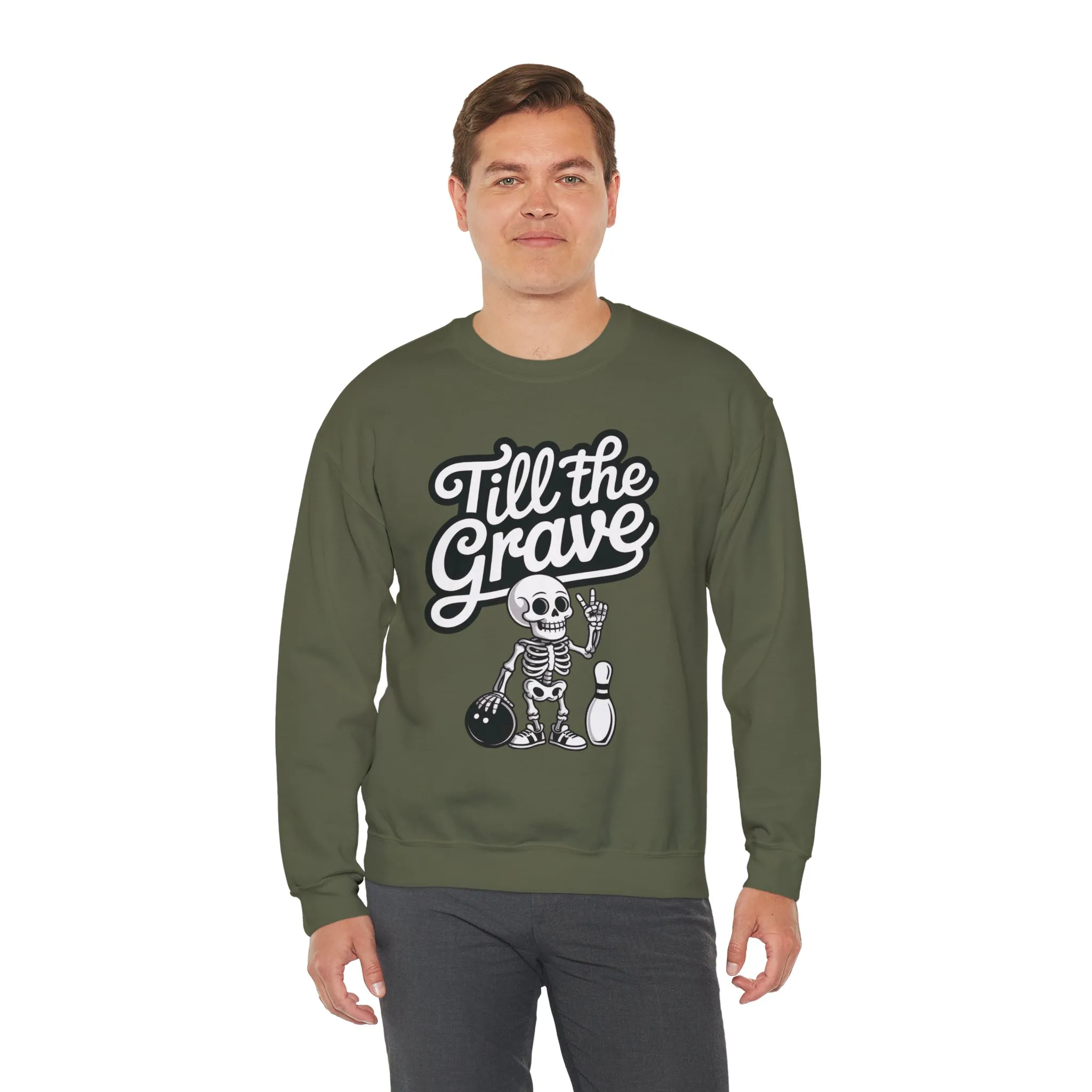 Funny Skeleton Bowling Mens Pullover, Halloween Apparel, Funny Skeleton Bowling Shirt, Casual Mens Crewneck, Cool Bowler Skull Crewneck - Image 9