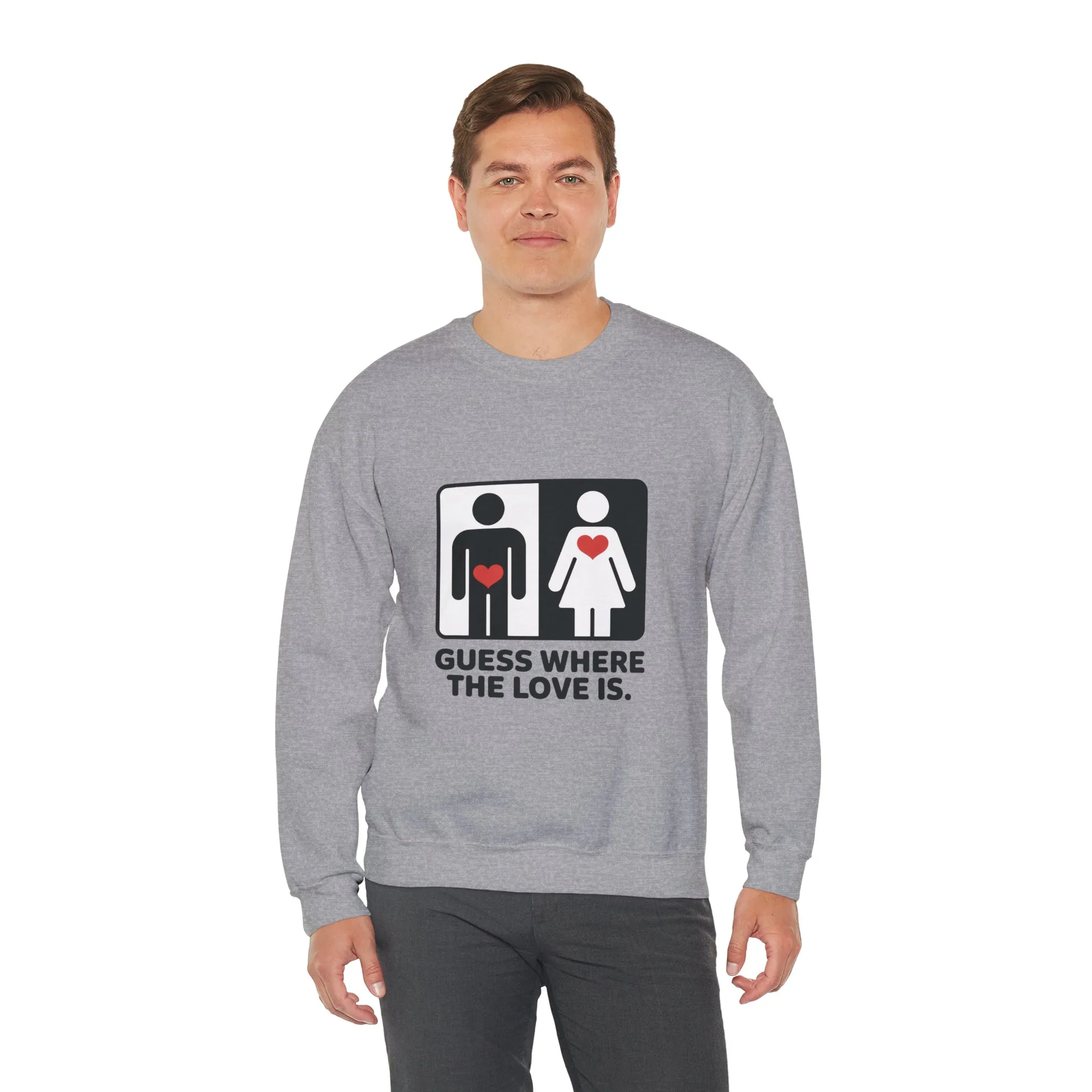 Guess Where the Love Is Mens Crewneck Sweatshirt, Cute Couples Gift, Love Themed Apparel, Valentine's Day Apparel, Relationship Sweatshirt - Image 27