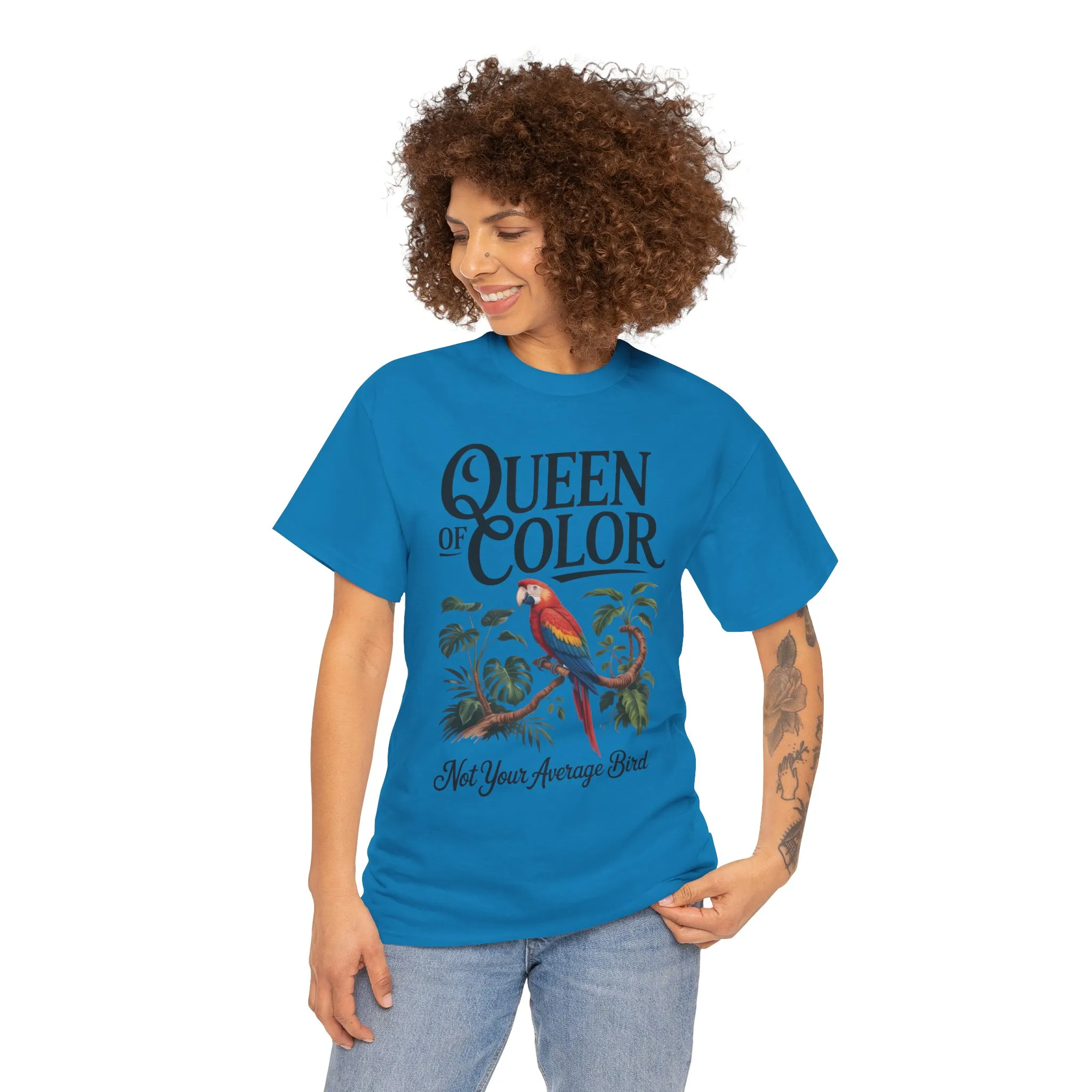 Colorful Queen Womens Tee, Fun Graphic T-Shirt, Casual Wear, Gift for Bird Lovers, Trendy Summer Apparel - Image 17
