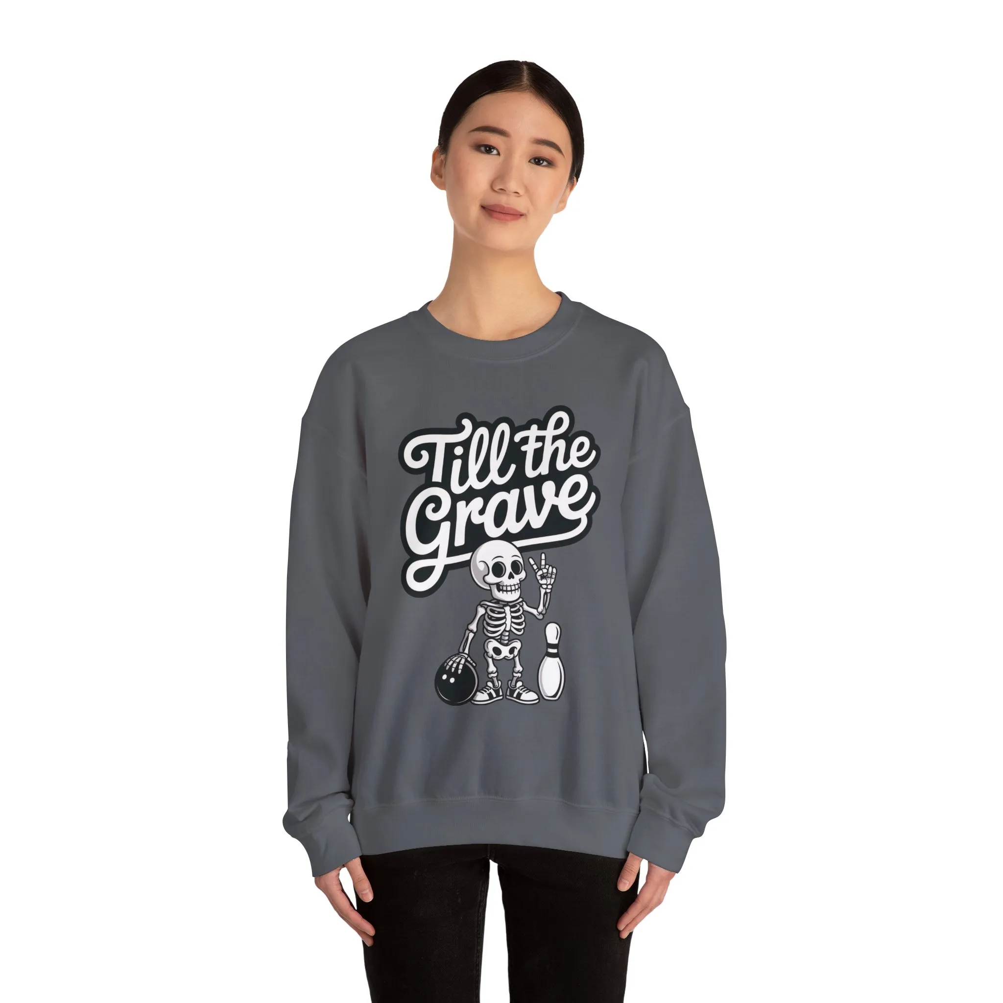 Funny Skeleton Bowling Sweatshirt, Womens Crewneck, Halloween Gift, Casual Wear, Till the Grave Sweatshirt, Bowling Lover Apparel - Image 38