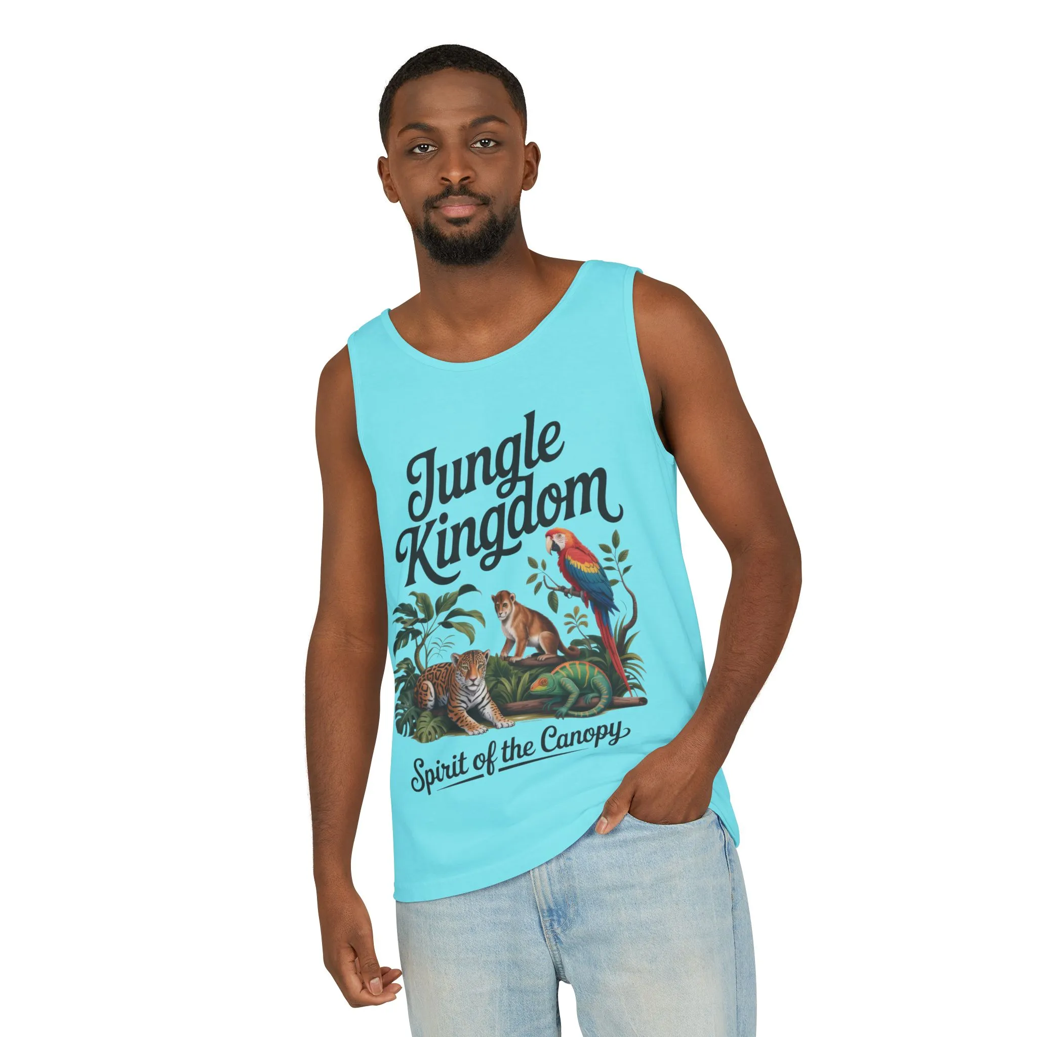 Jungle Kingdom Tank Top, Mens Garment-Dyed Sleeveless Shirt, Spirit of the Canopy Tee, Summer Outfit, Eco-Friendly Casual Wear - Image 26