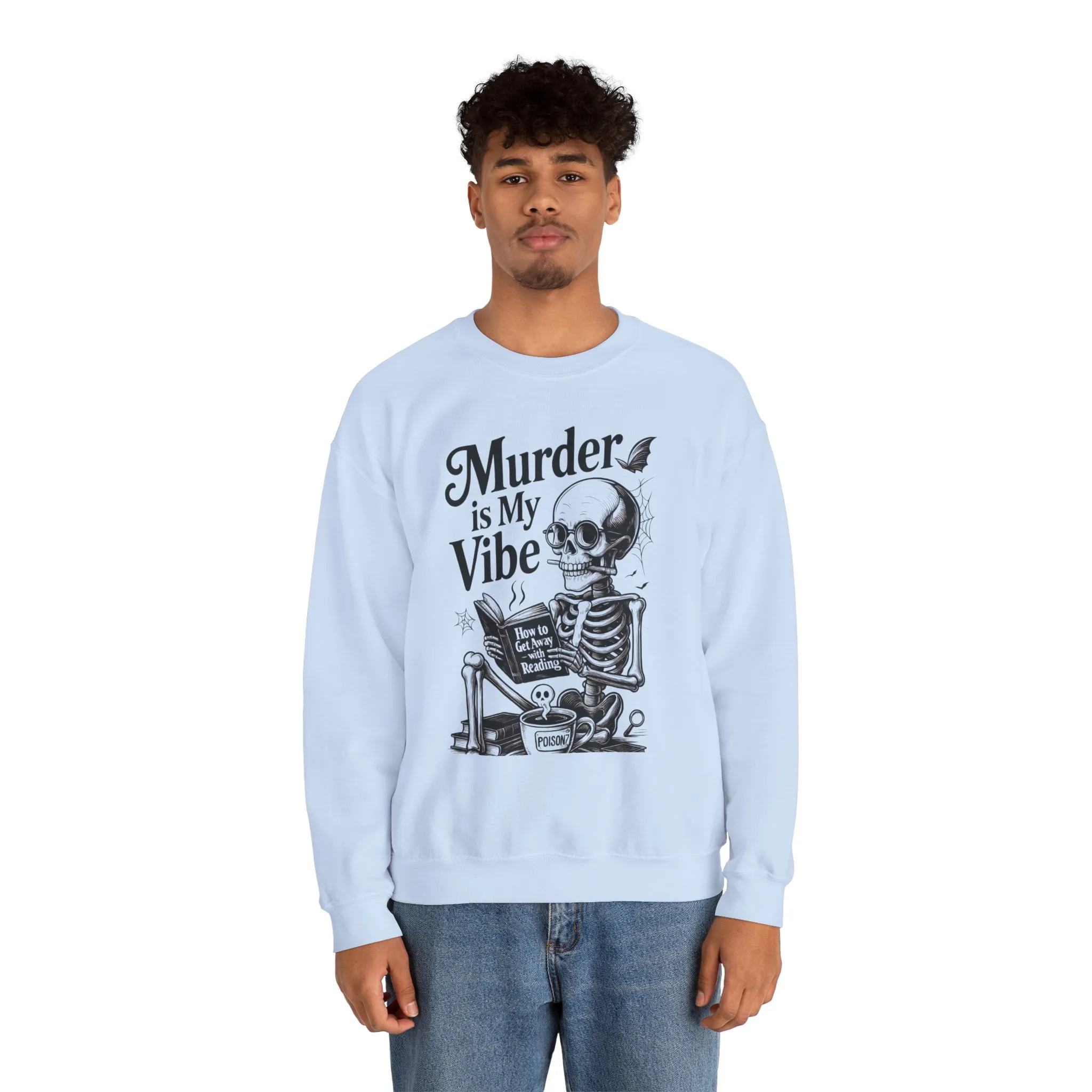 Murder is My Vibe Crewneck Sweatshirt, Cozy Gift for Halloween, Unique Sweatshirt, Skull Graphic, Fall Fashion, Unisex Pullover - Image 17