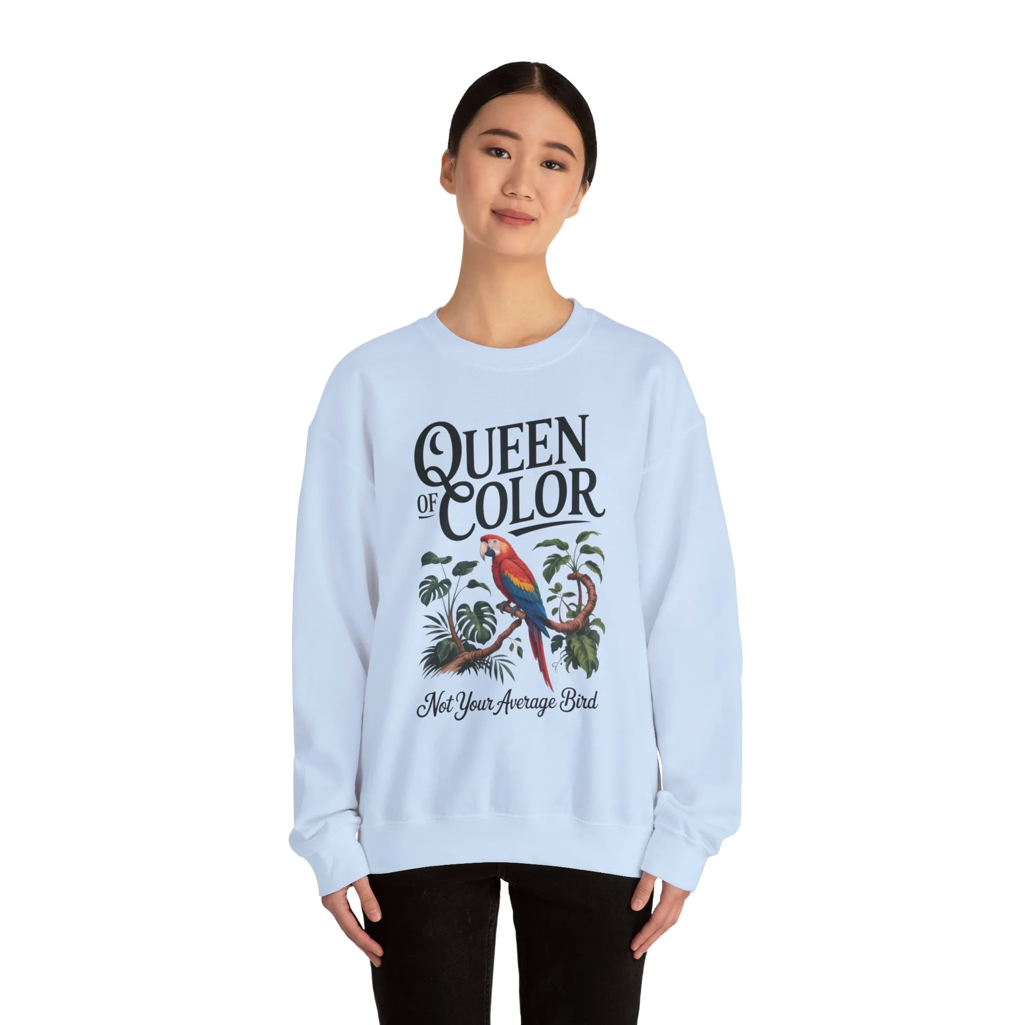 Vibrant Crewneck Womens Sweatshirt, Colorful Apparel, Bird Design, Cozy Layering, Gift for Nature Lovers, Fun Fashion - Image 11
