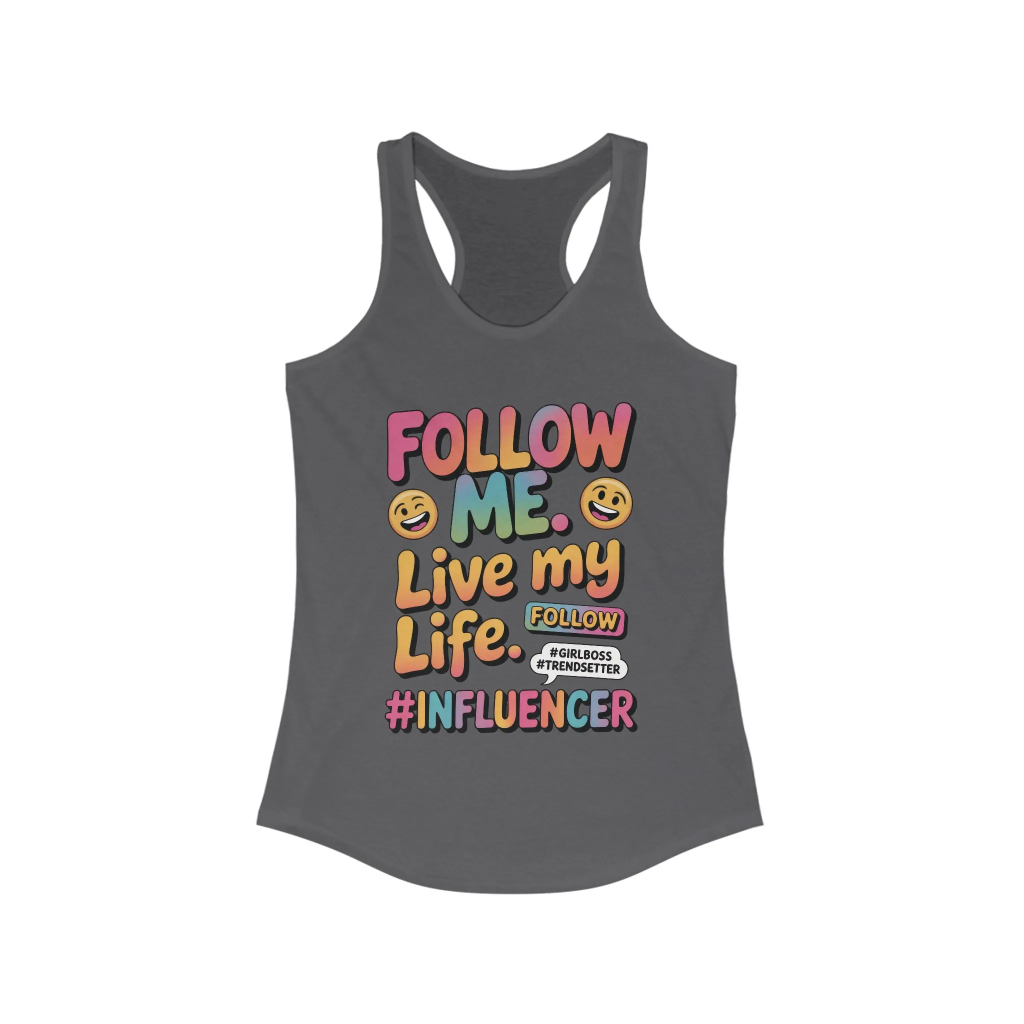 Womens Ideal Racerback Tank, Funny Influencer Tank Top, Follow Me Live My Life Graphic Top, Trendsetter Summer Wear, GirlBoss Tank - Image 11