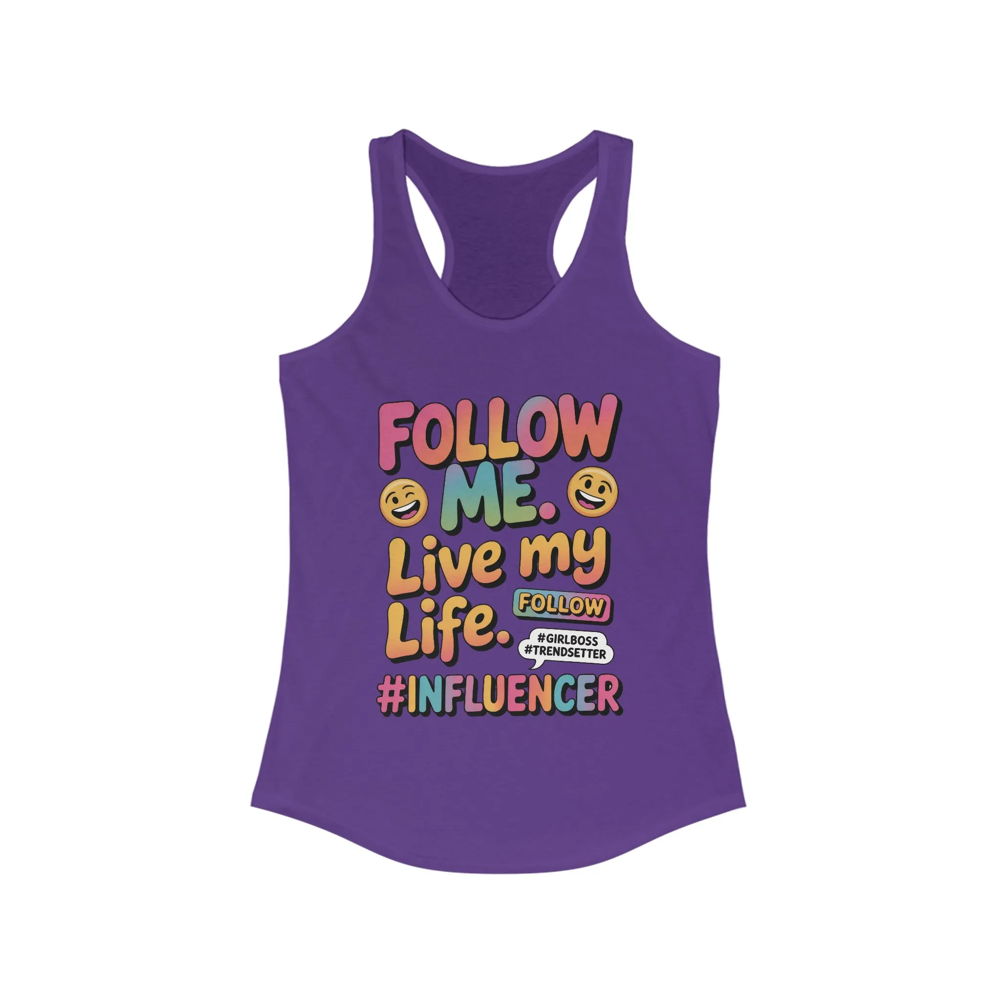 Womens Ideal Racerback Tank, Funny Influencer Tank Top, Follow Me Live My Life Graphic Top, Trendsetter Summer Wear, GirlBoss Tank - Image 13