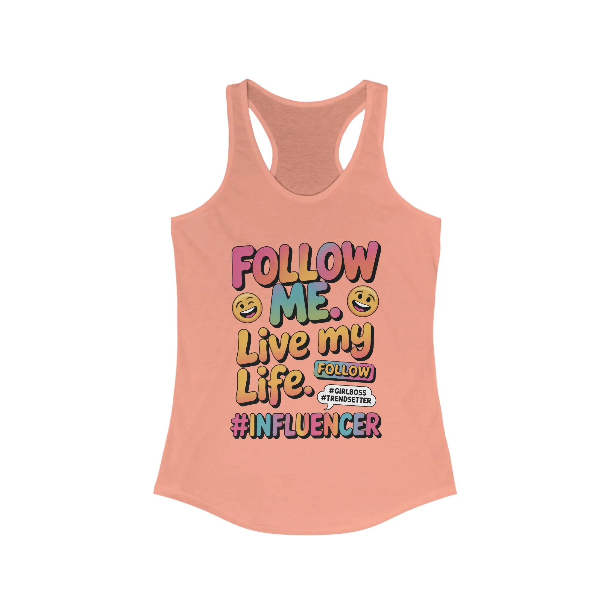 Womens Ideal Racerback Tank, Funny Influencer Tank Top, Follow Me Live My Life Graphic Top, Trendsetter Summer Wear, GirlBoss Tank - Image 21