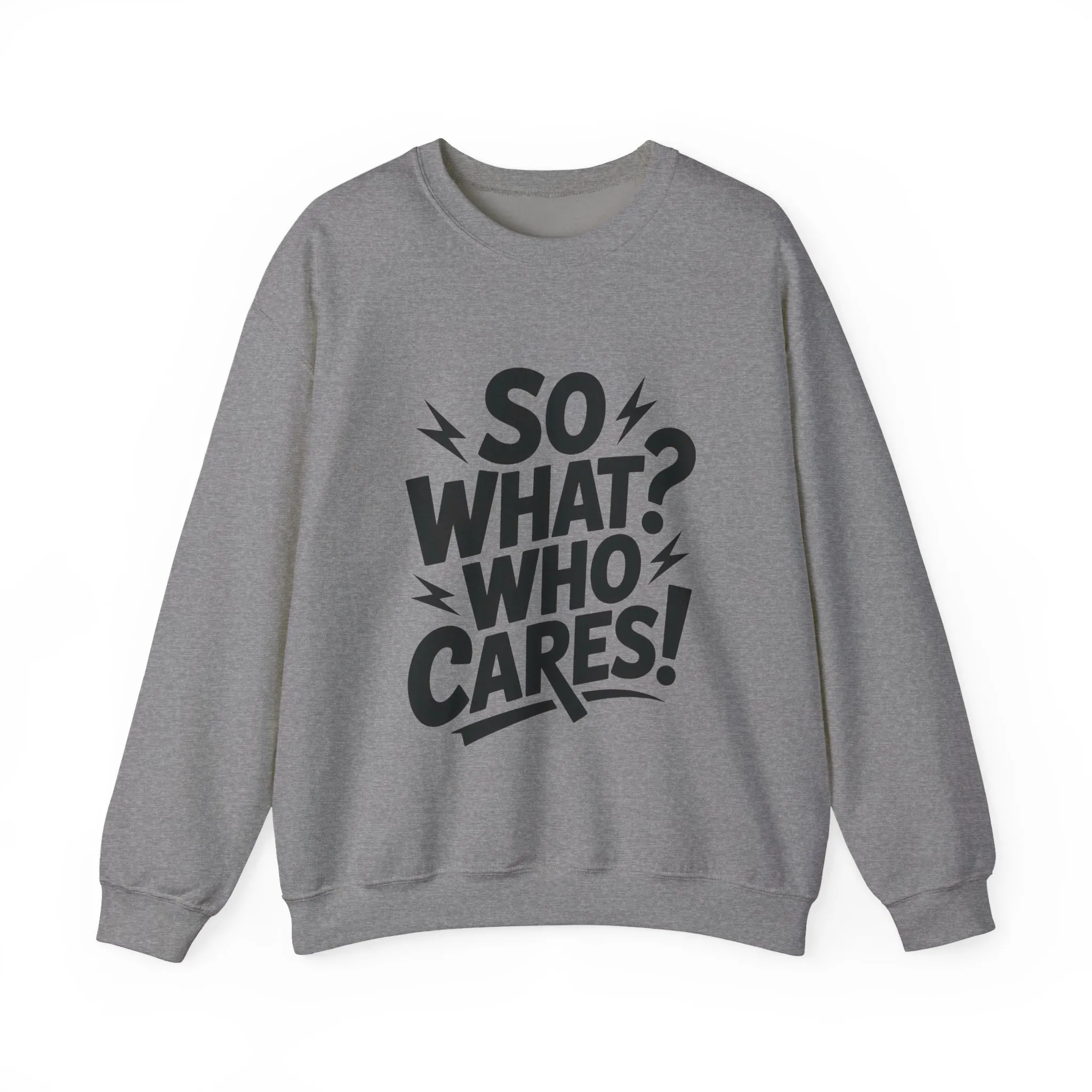 So What? Who Cares! Funny Mens Crewneck Sweatshirt, Bold Statement Design, Lightning Graphic Pullover, Rebellious Urban Humor - Image 10