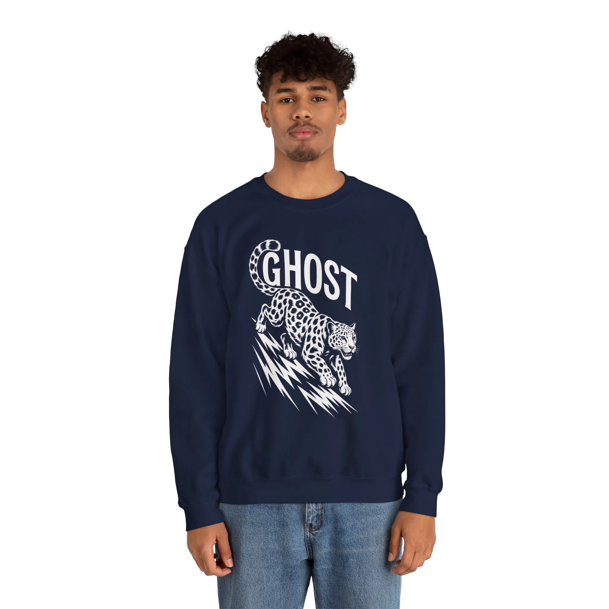 Ghost Leopard Crewneck Sweatshirt, Unisex Fashion, Cozy Casual Wear, Graphic Sweatshirt, Wild Animal Art, Gift for Animal Lovers - Image 26
