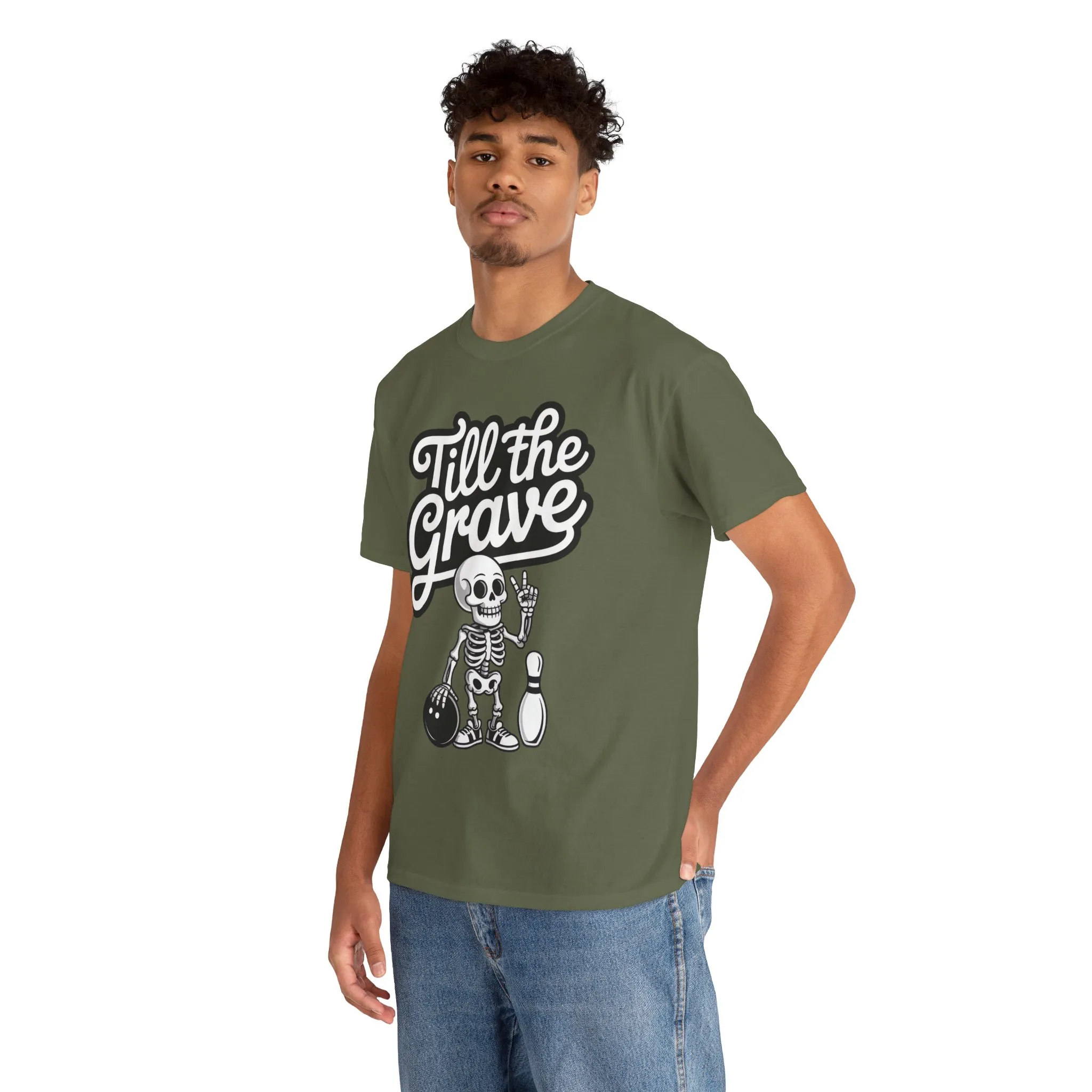 Skeleton Bowling Graphic Tee, Mens Heavy Cotton Tee, Funny Halloween Shirt, Gift for Bowlers, Retro Style Apparel, Casual Wear - Image 12