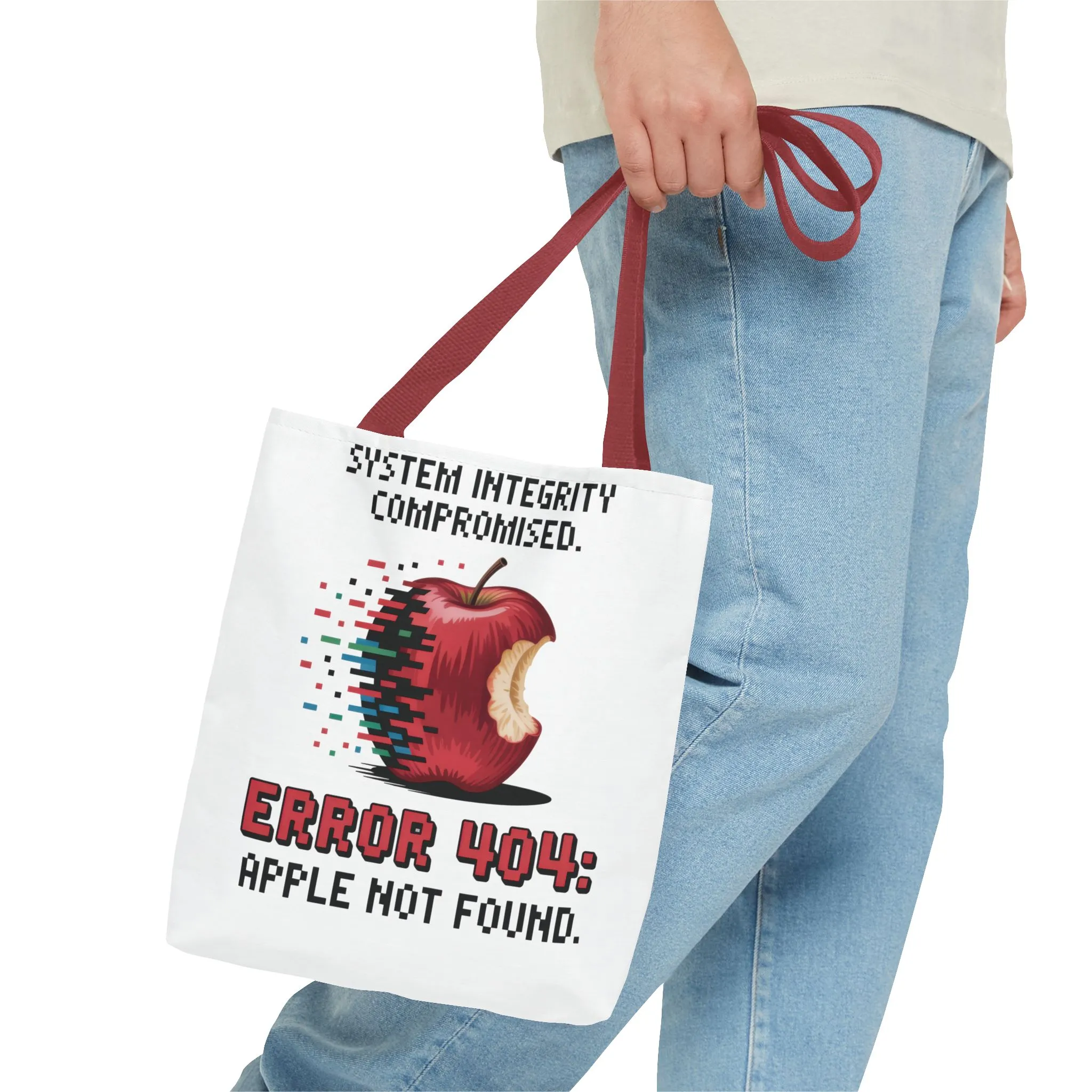 Error 404 Apple Tote Bag, Geek Tote, Funny Shopping Bag, Gift for Tech Lovers, Apple Lovers Tote, Digital Design Bag, Weekender Bag, Beach Bag, Large Canvas Bag - Image 23