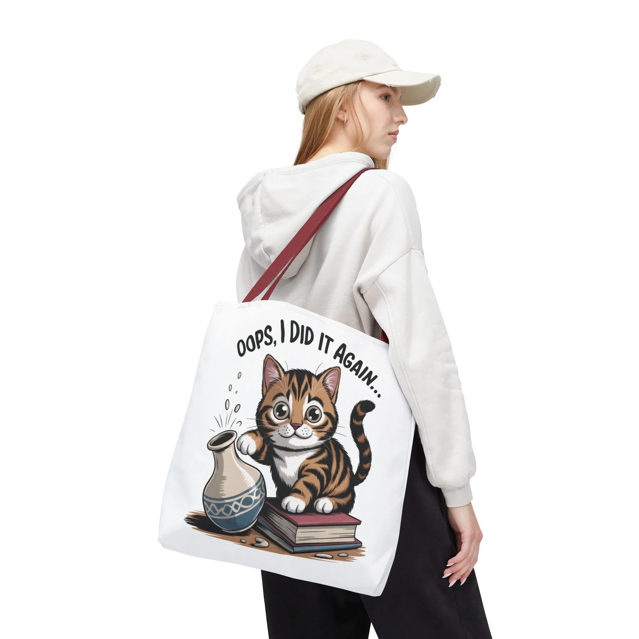 Cat-Themed Tote Bag, "Oops, I Did It Again", Perfect Gift for Cat Lovers, Pet Owners, Birthday, or Everyday Use, Large Tote Bag, beach bag - Image 20