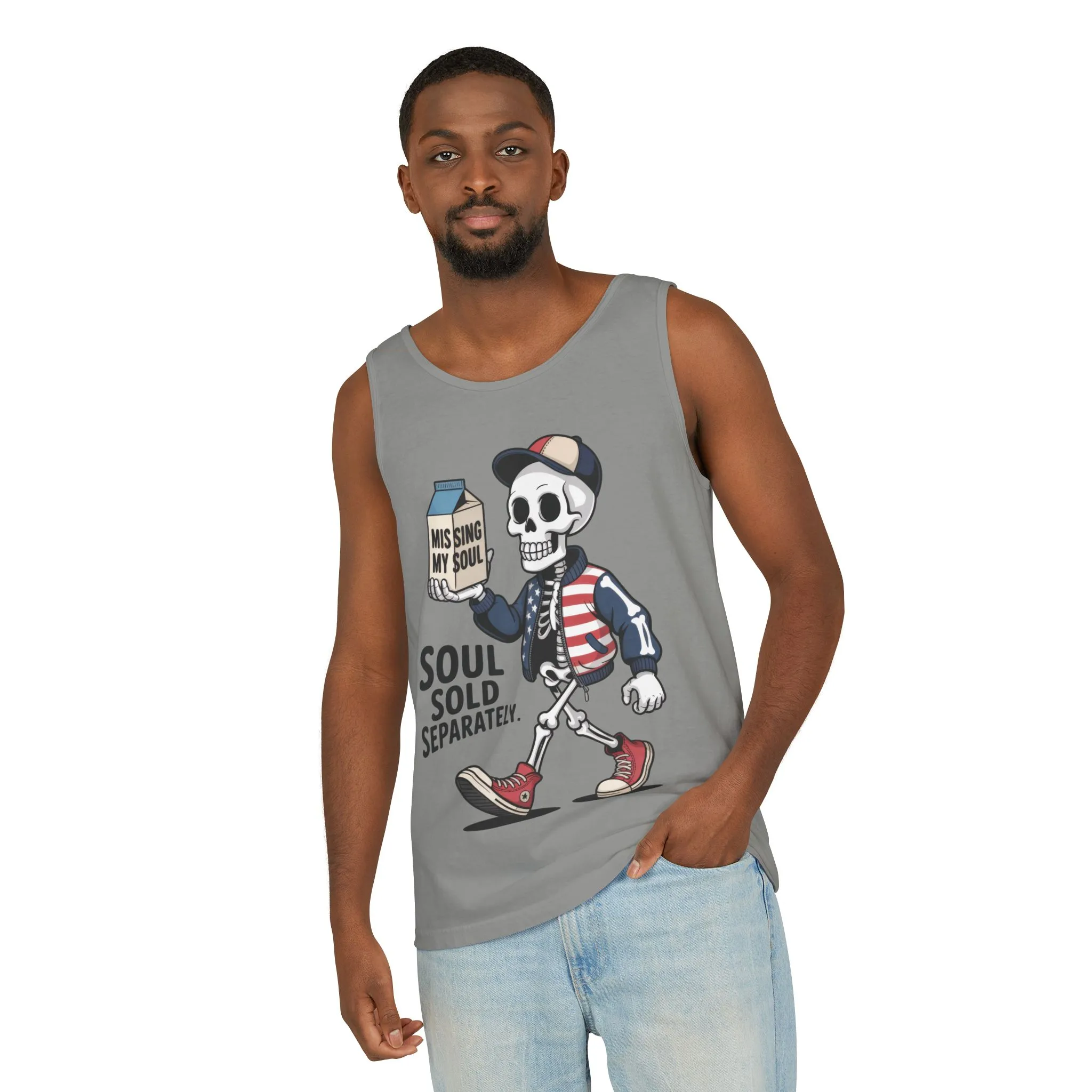 Funny Skeleton Tank Top, Soul Sold Separately Muscle Tee, Missing My Soul Graphic Shirt, Gothic Streetwear Workout Top - Image 18