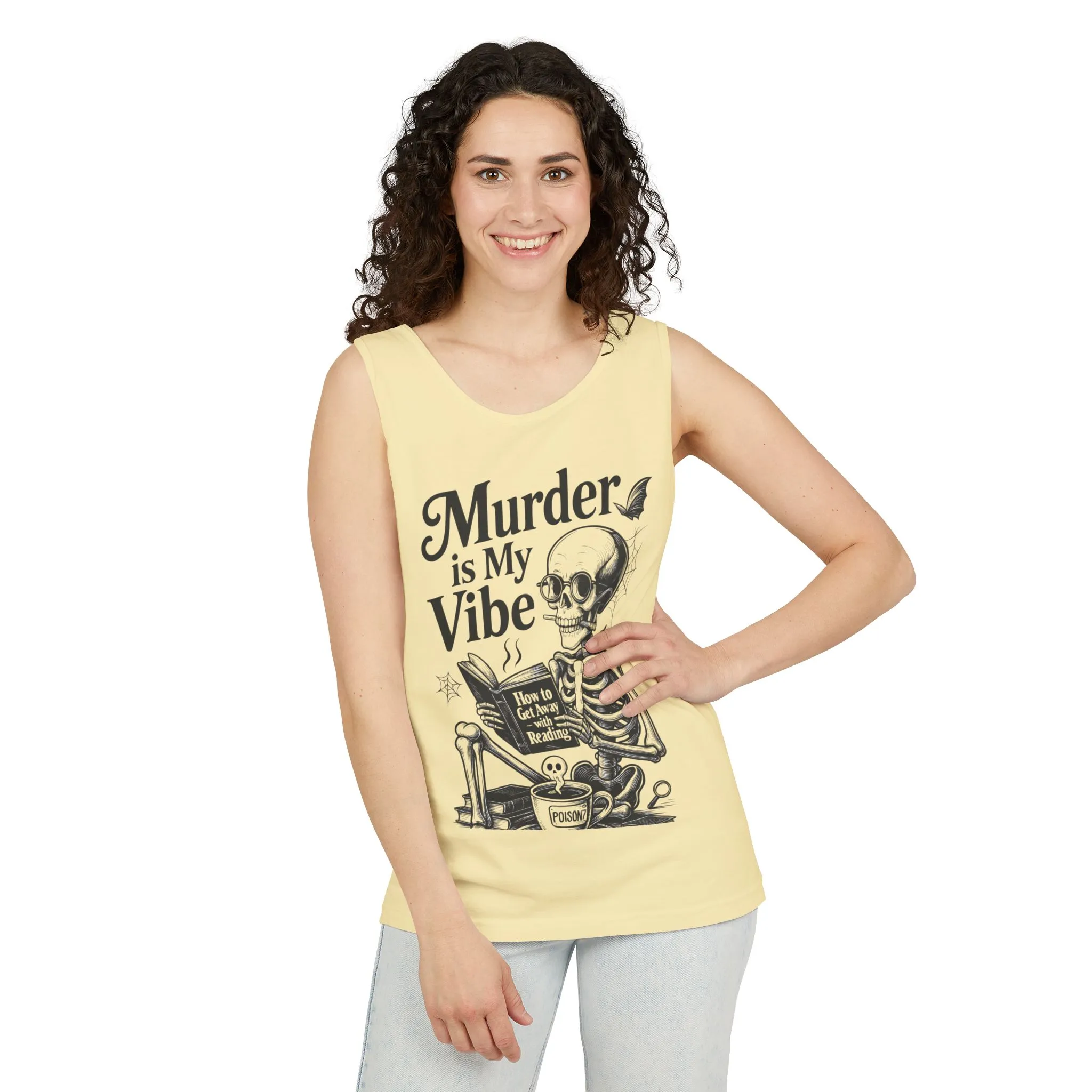 Murder Is My Vibe Tank Top, Womens Goth Tank, Halloween Clothing, Skeleton Graphic Tee, Cozy Casual Wear, Quirky Gift Idea - Image 20
