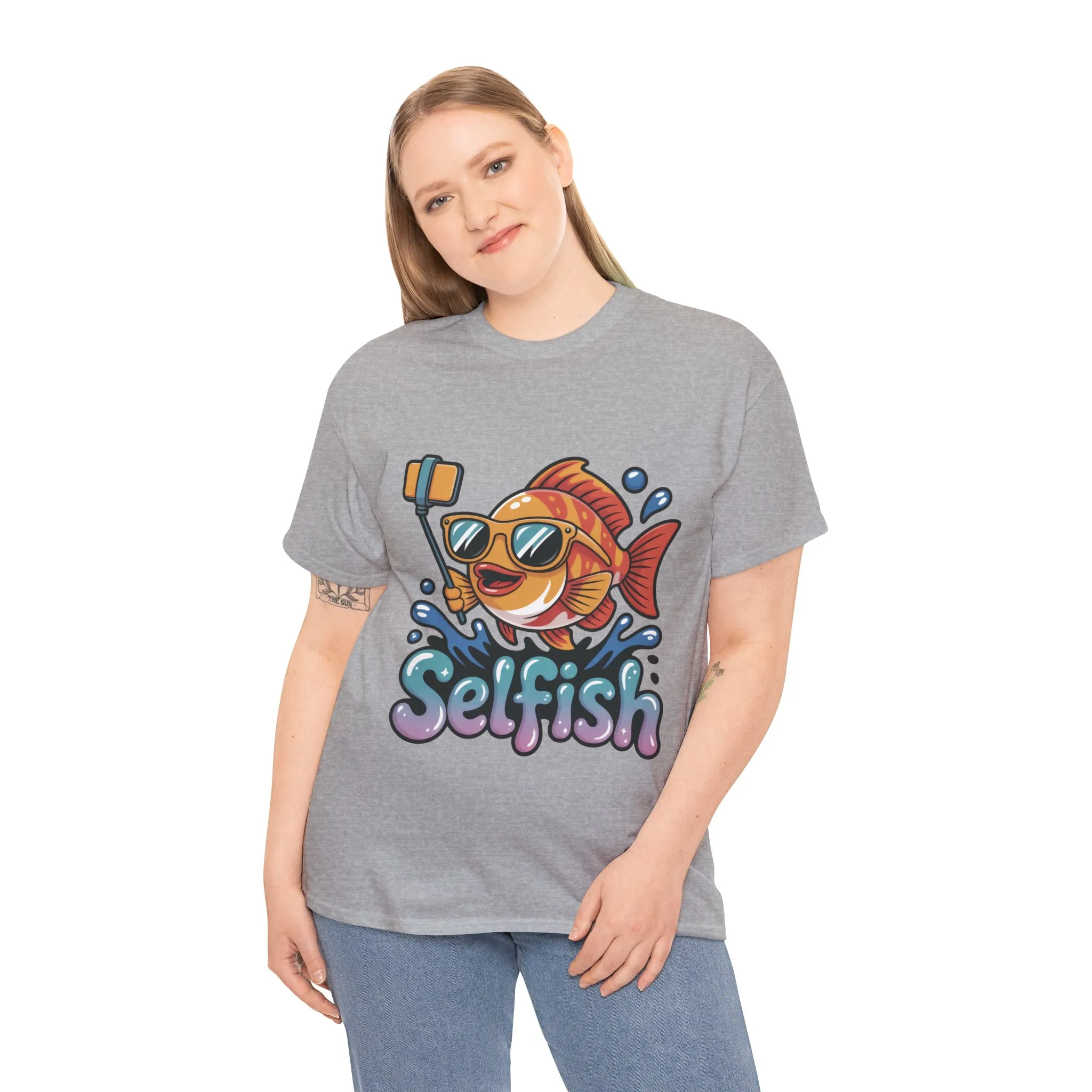 Funny Selfie Fish Graphic Womens T-Shirt, Playful Pun Gift for Her, Summer Vibes, Unique Beach Shirt, Outdoor Adventures - Image 12