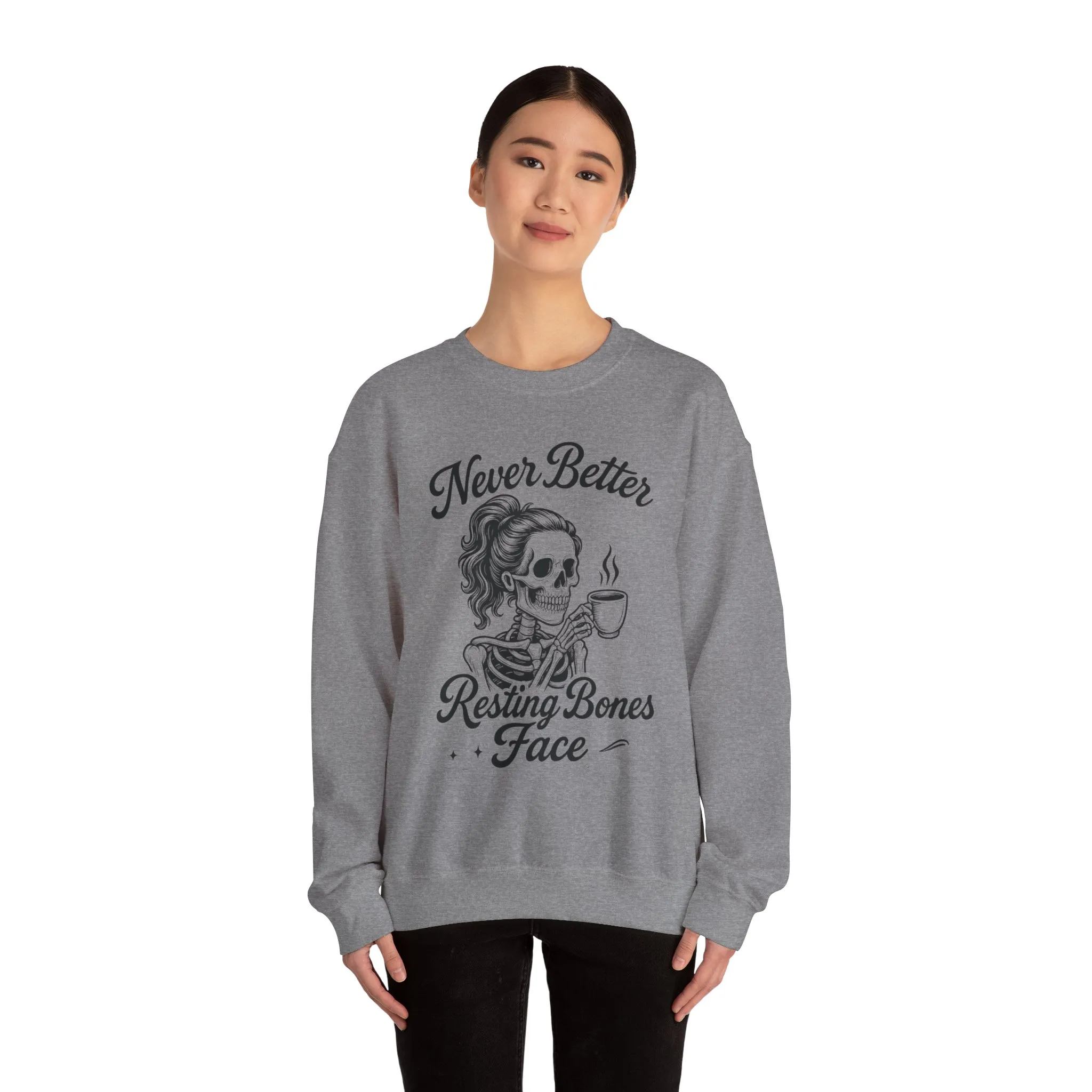 Skull Coffee Lovers Crewneck Sweatshirt, Womens, Perfect for Halloween, Cozy Outfit, Gift for Friends, Relaxing Days, Coffee Enthusiasts - Image 14