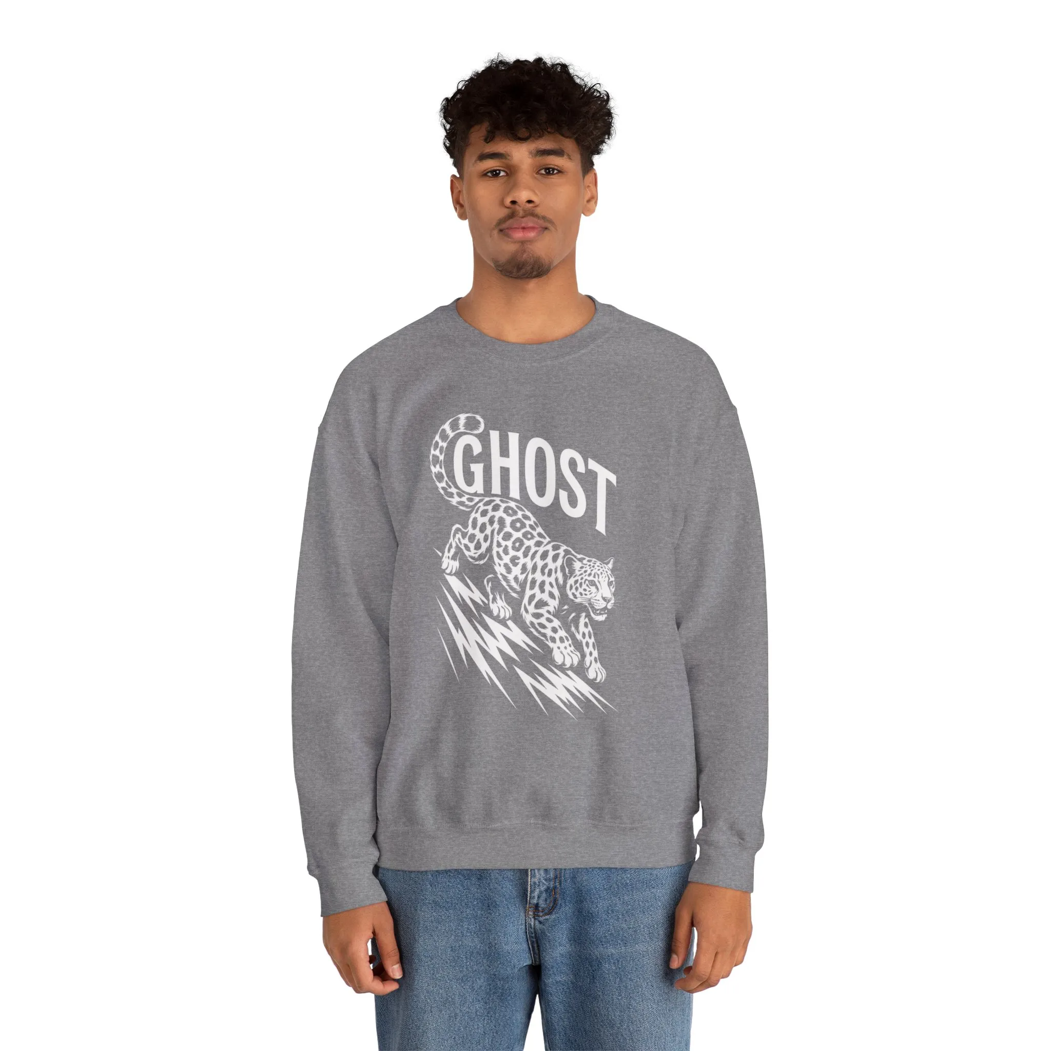 Ghost Leopard Crewneck Sweatshirt, Unisex Fashion, Cozy Casual Wear, Graphic Sweatshirt, Wild Animal Art, Gift for Animal Lovers - Image 11