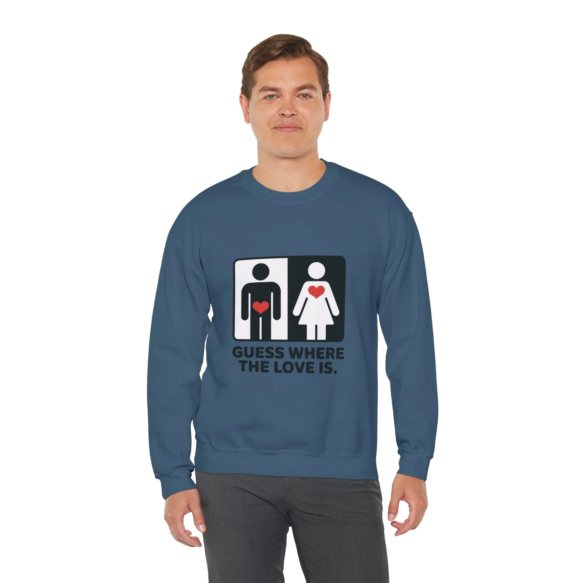 Guess Where the Love Is Mens Crewneck Sweatshirt, Cute Couples Gift, Love Themed Apparel, Valentine's Day Apparel, Relationship Sweatshirt - Image 15