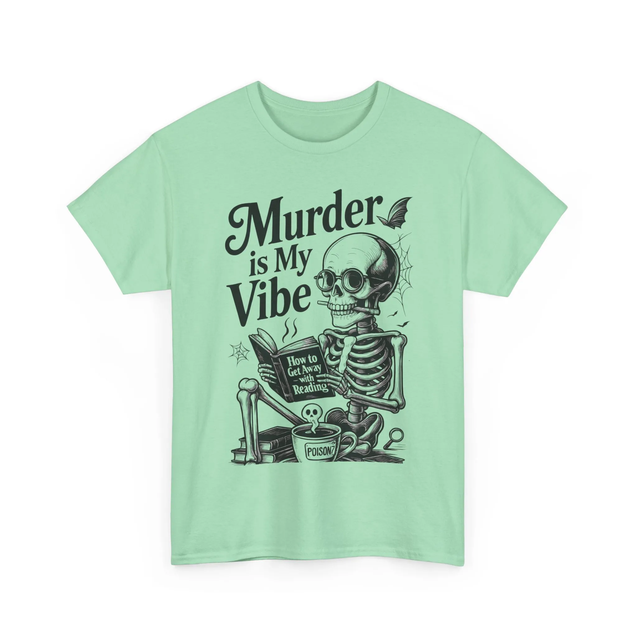 Womens Heavy Cotton Tee - "Murder is My Vibe" Graphic Shirt for Ghoulish Vibes, Halloween Fun, Spooky Season, Casual Wear, Gift for [...] - Image 19