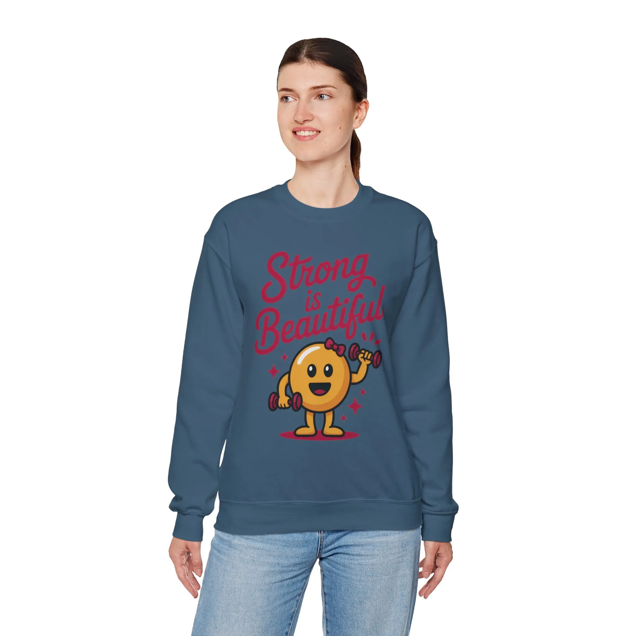Strong is Beautiful Womens Crewneck Sweatshirt, Cute Fitness Graphic Pullover, Gym and Workout Motivation Sweater, Gift for Fitness Lovers - Image 33