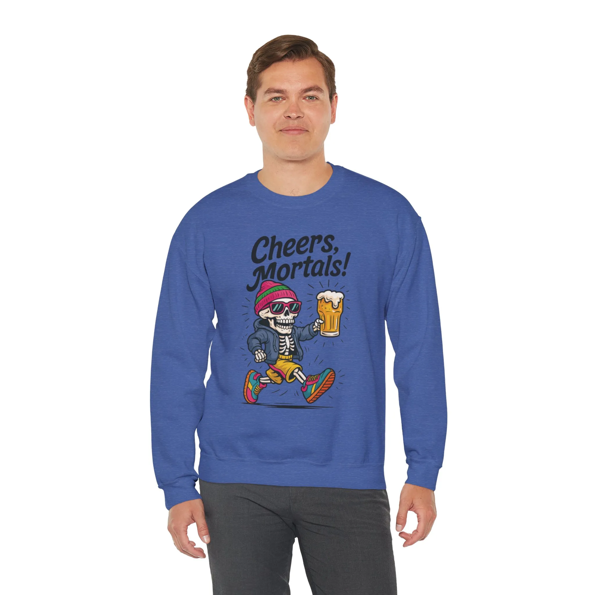 Cheers Mortals! Mens Crewneck Sweatshirt, Skeleton Beer Pullover with Hood, Drinking Humor Sweatshirt, Party Gift for Him, Halloween Apparel - Image 30