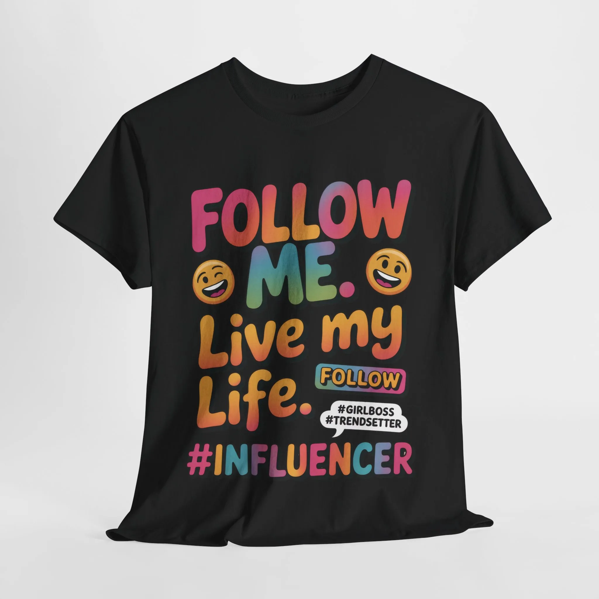 Womens Heavy Cotton Tee, Influencer Graphic Tee, Follow Me Live My Life Shirt, Colorful Trendy GirlBoss T-Shirt, Trendsetter Summer Wear - Image 10