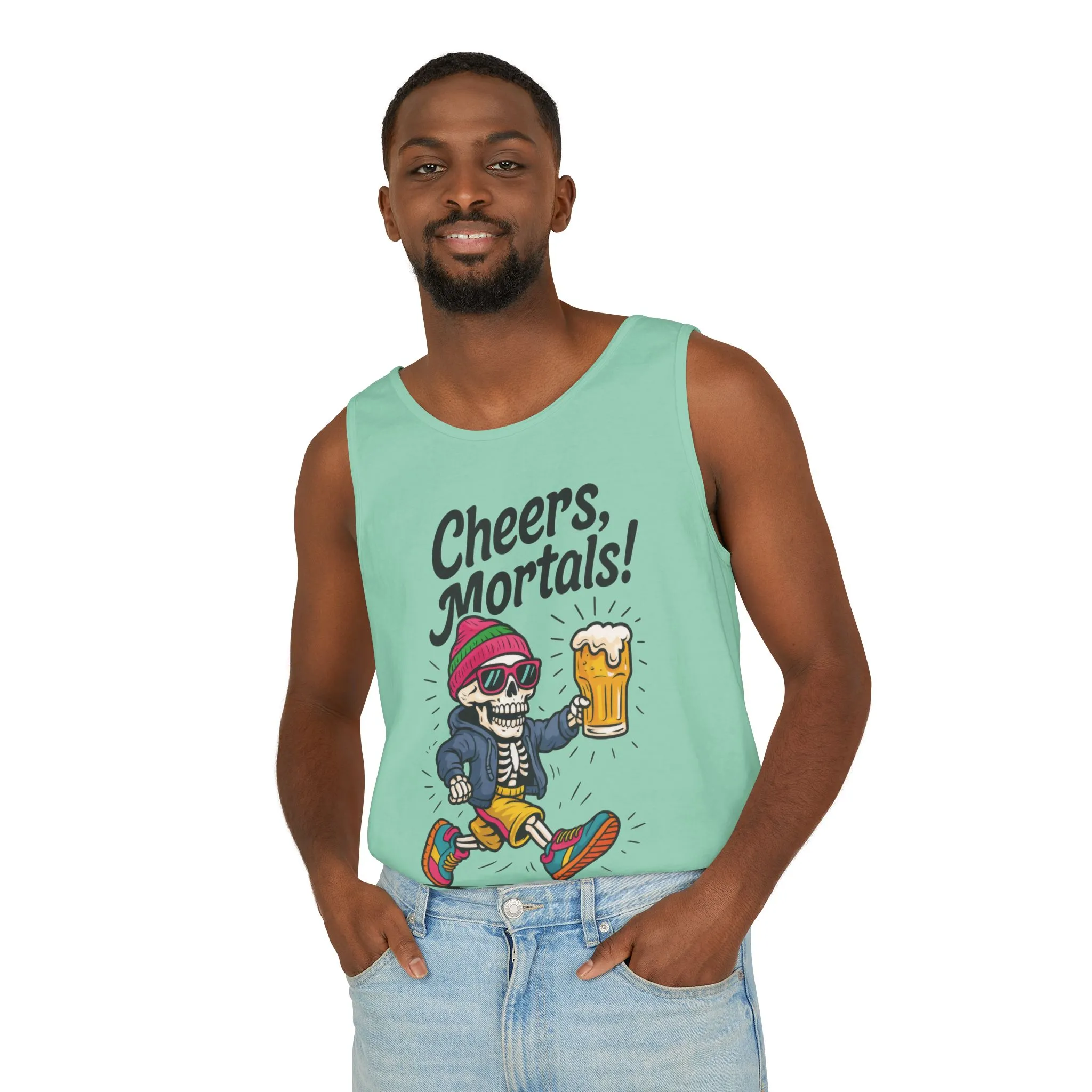 Cheers Mortals! Mens Tank Top, Funny Skeleton Beer Graphic Tee, Drinking Humor Shirt, Party Gift for Him, Halloween Tank, Beer Lovers Gift - Image 18