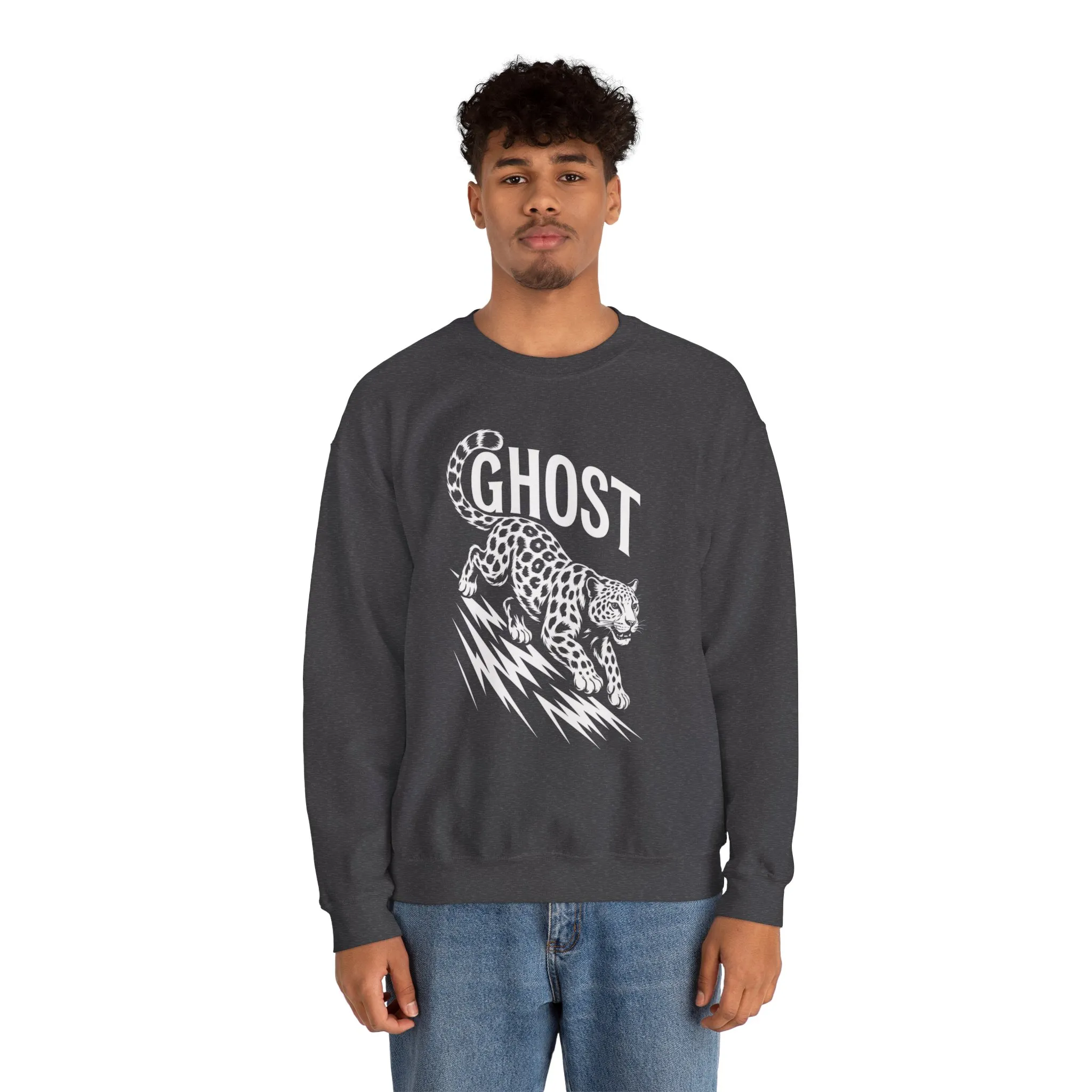 Ghost Leopard Crewneck Sweatshirt, Unisex Fashion, Cozy Casual Wear, Graphic Sweatshirt, Wild Animal Art, Gift for Animal Lovers - Image 14