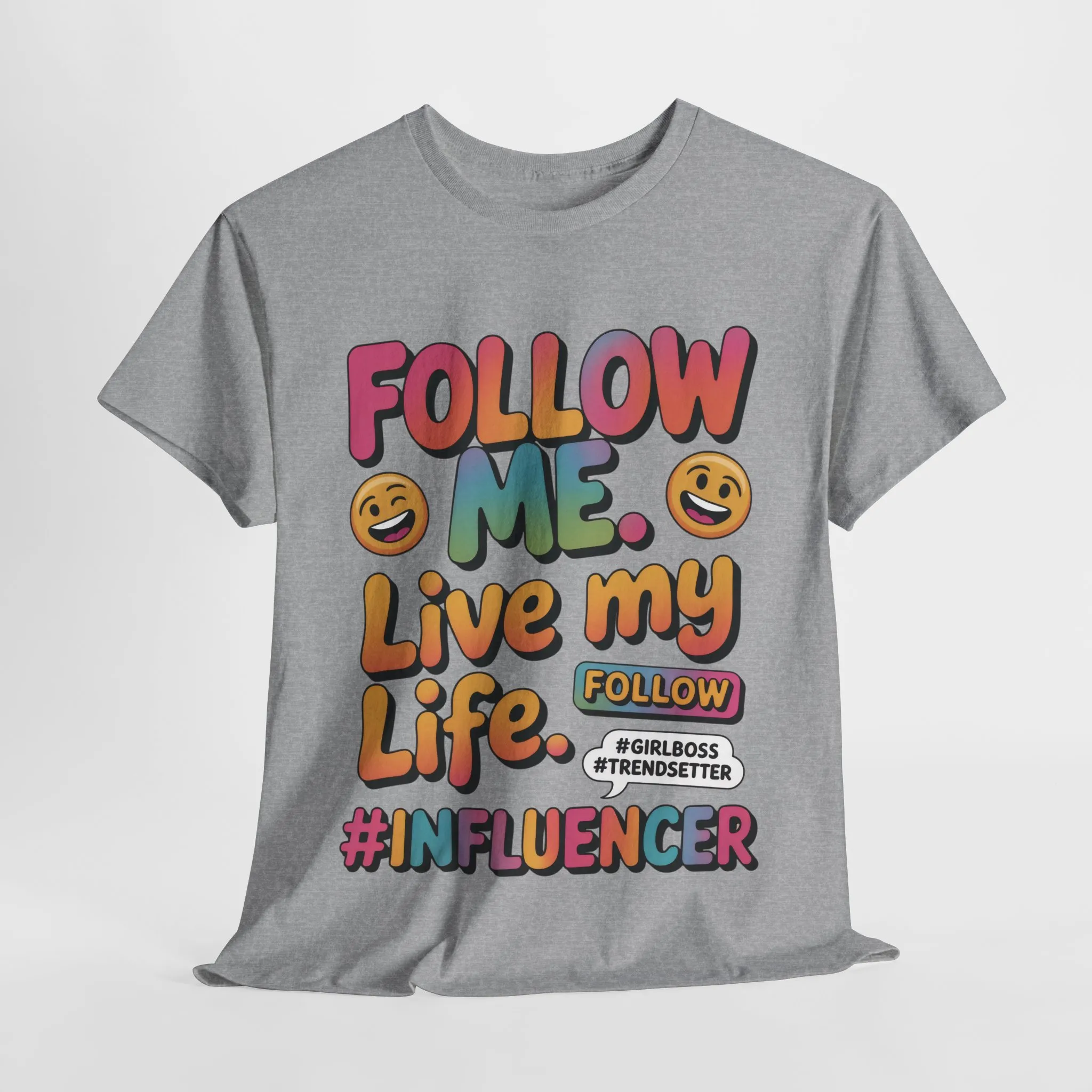 Womens Heavy Cotton Tee, Influencer Graphic Tee, Follow Me Live My Life Shirt, Colorful Trendy GirlBoss T-Shirt, Trendsetter Summer Wear - Image 14
